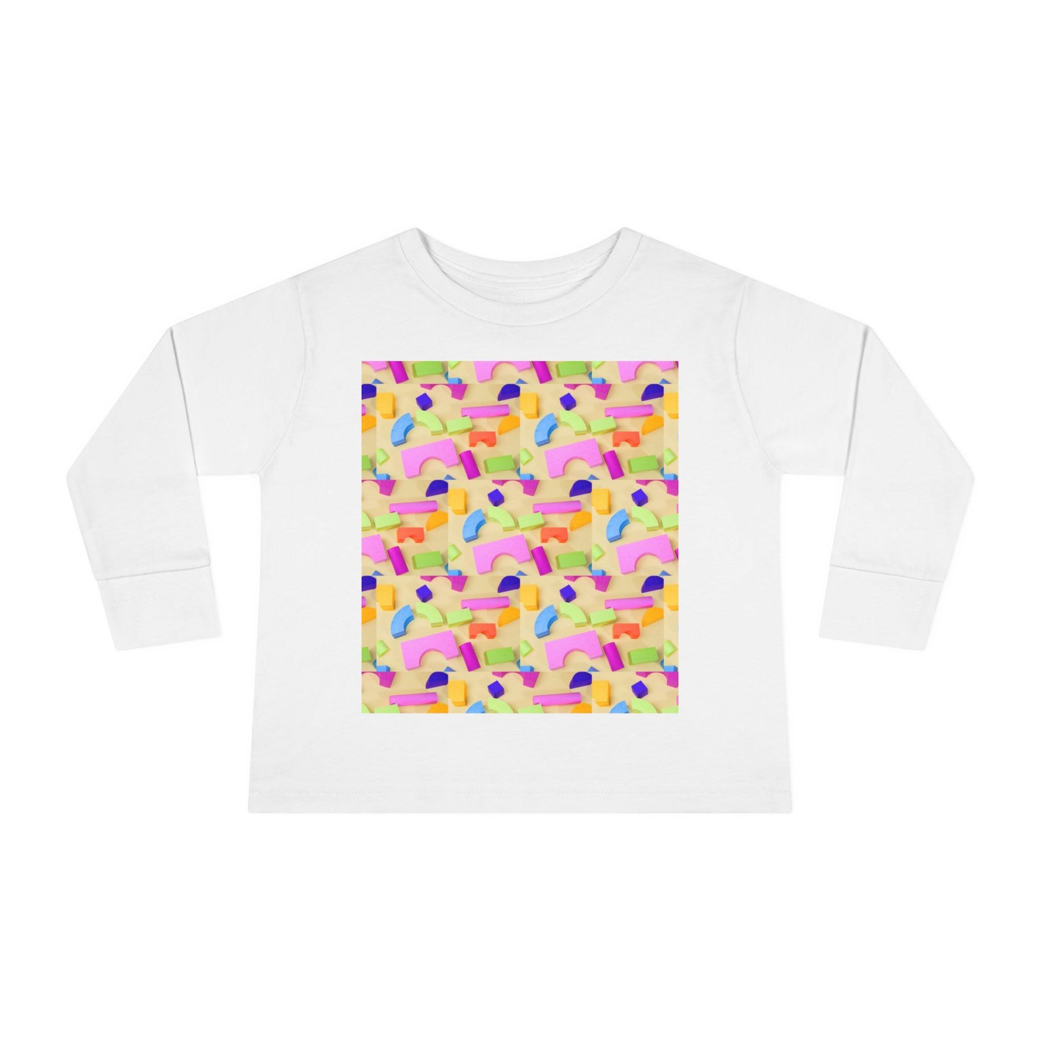 Toddler Long Sleeve Tee — Colorful Rainbow Confetti Pattern