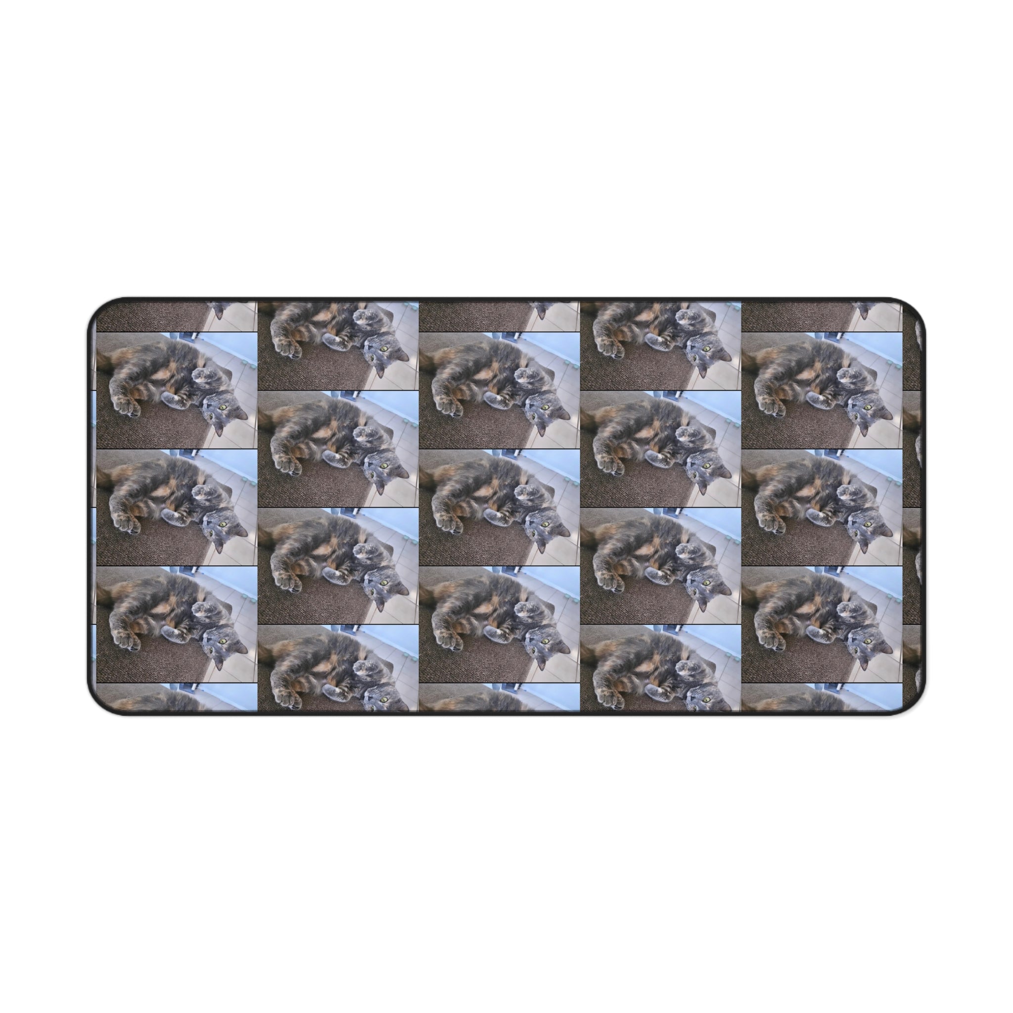 Cat Photo Pattern Desk Mat — Cozy Tabby Mousepad-Style Desk Protector