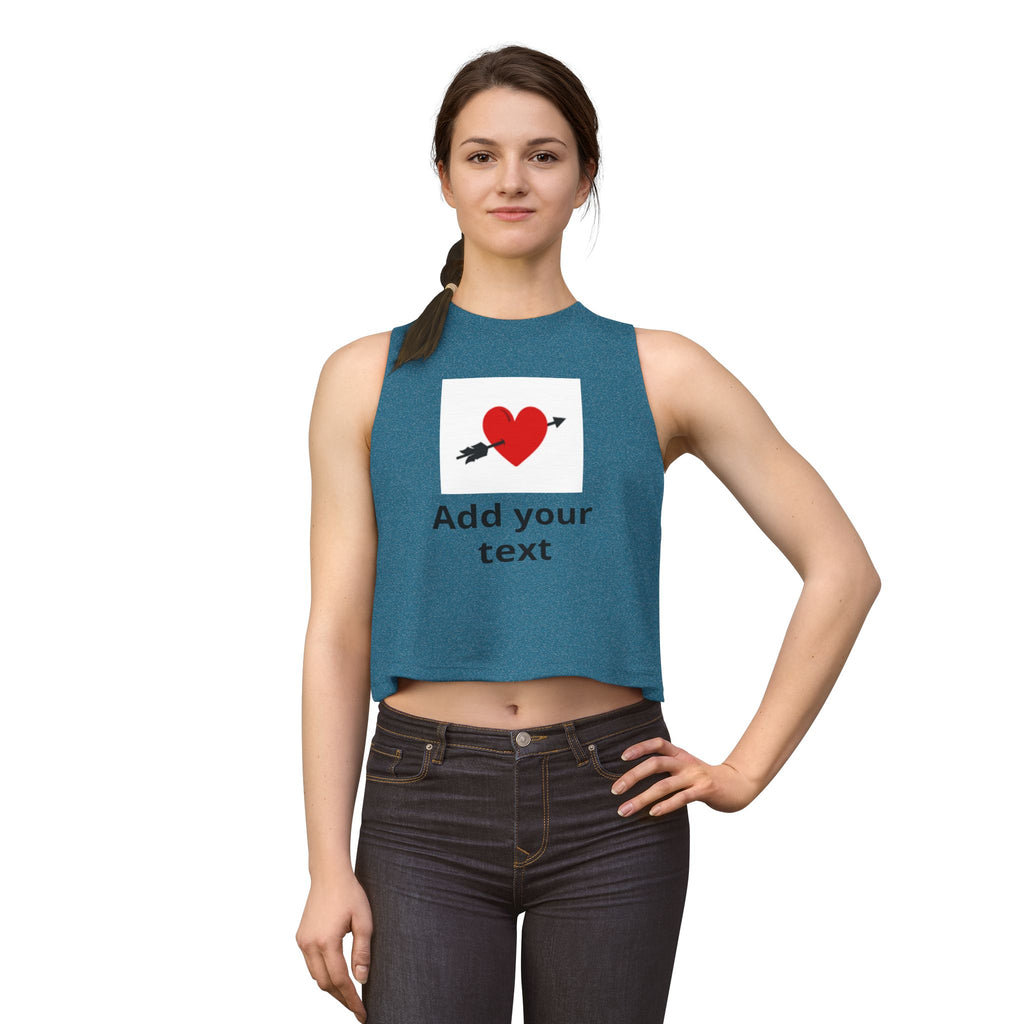 Custom Heart Arrow Crop Top — Add Your Text Personalizable Women's Tank — Valentine's Day & Fundraiser Event Gift for Her