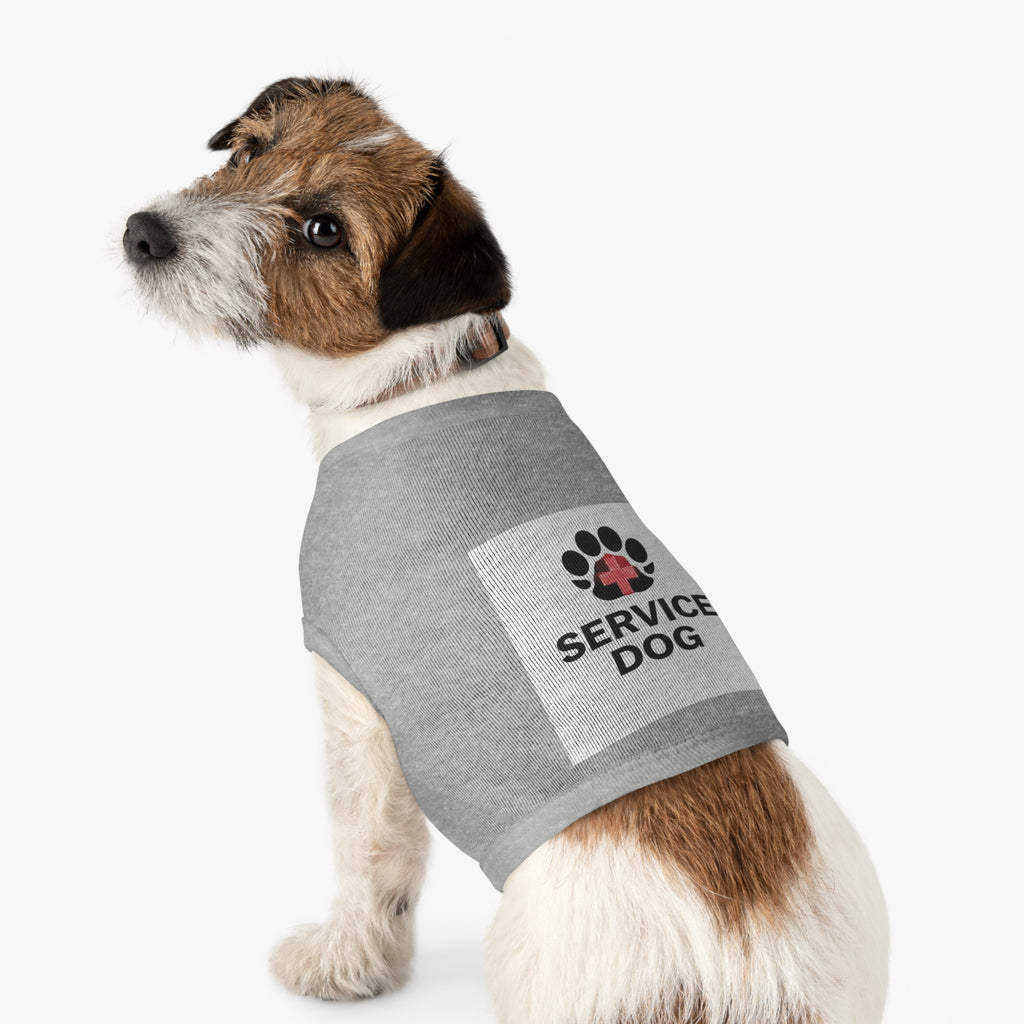 Service Dog Pet Tank Top — Black Paw Print with Red Cross Identification