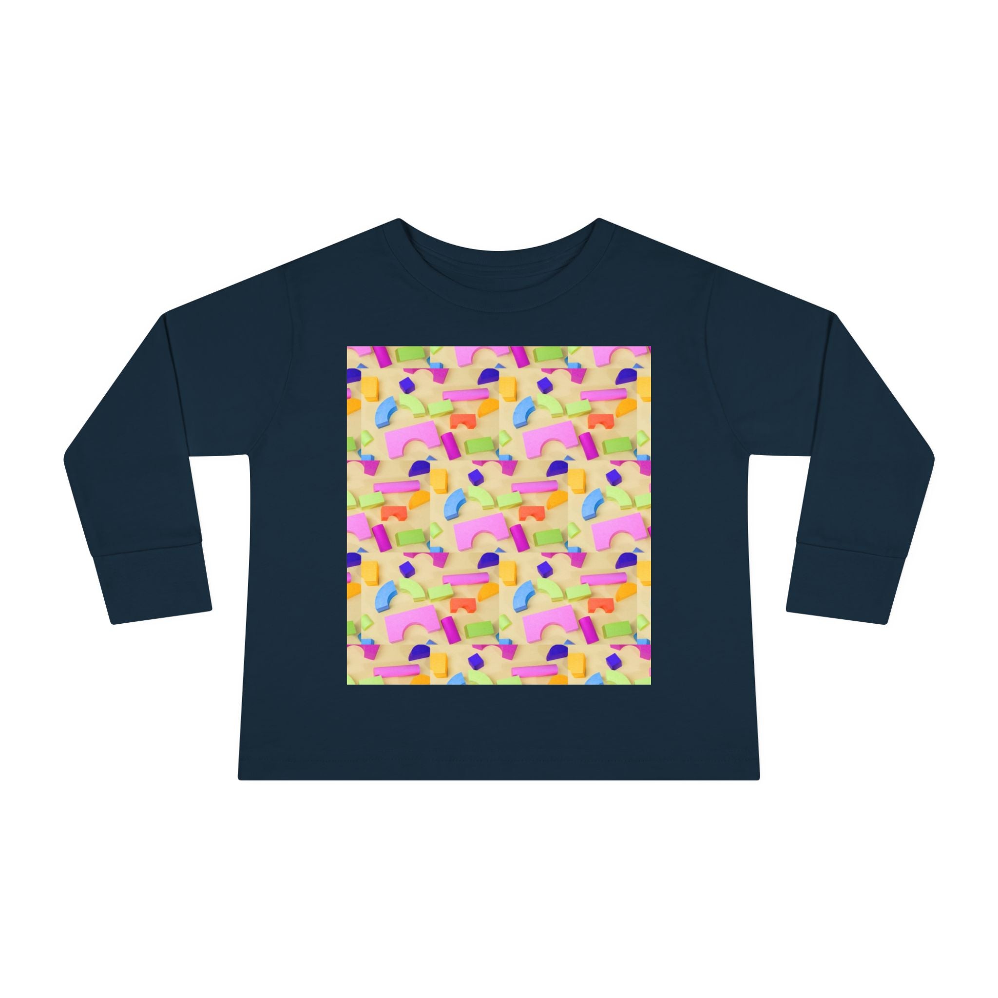 Toddler Long Sleeve Tee — Colorful Rainbow Confetti Pattern