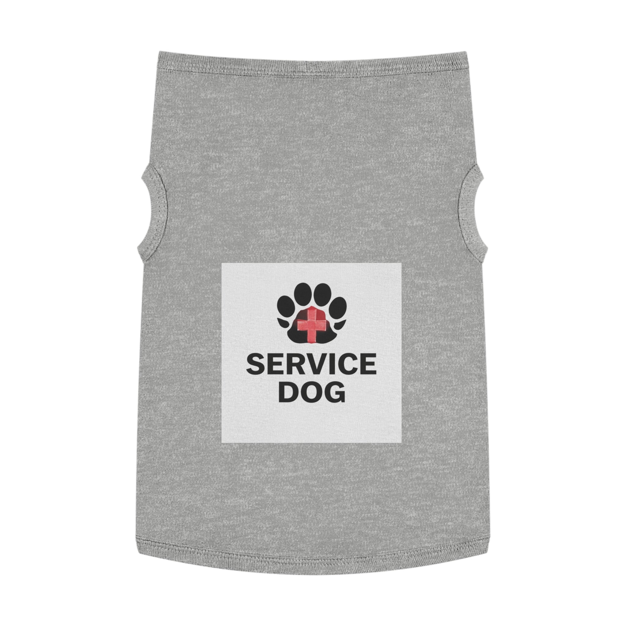 Service Dog Pet Tank Top — Black Paw Print with Red Cross Identification