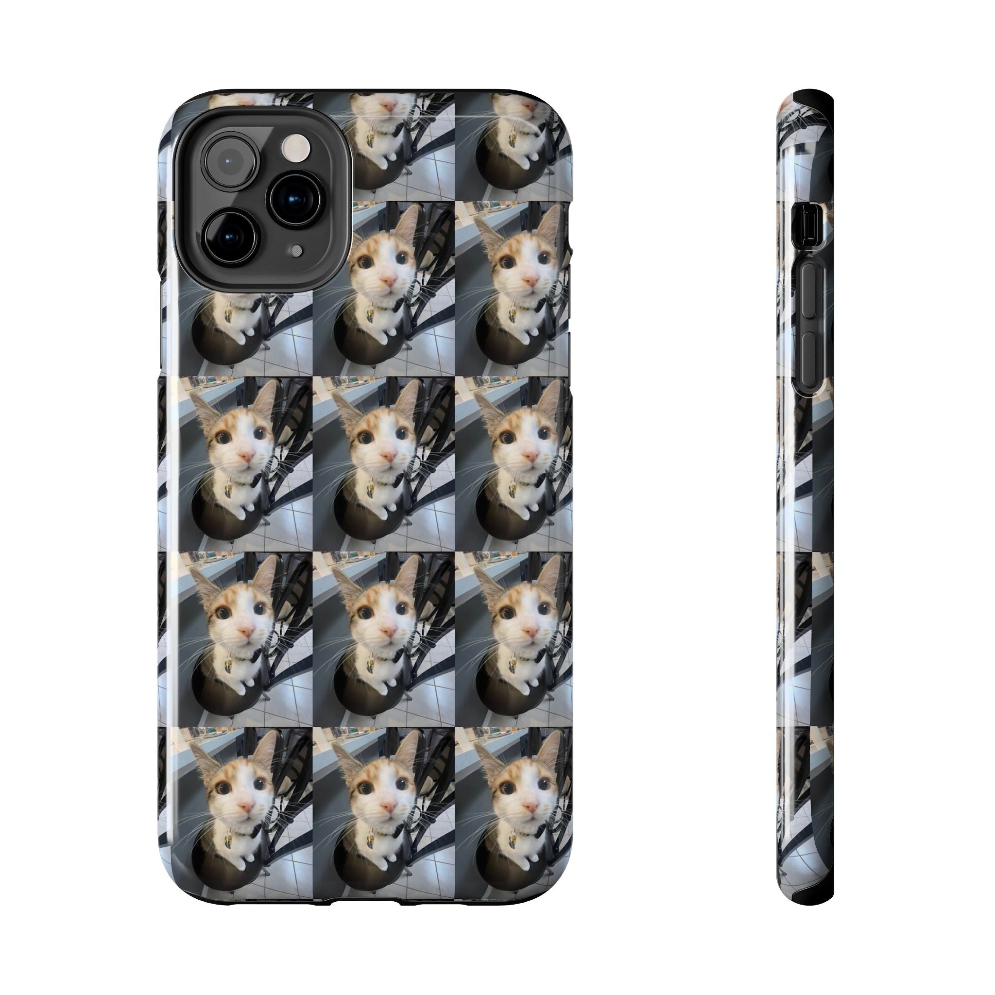 Custom Photo Cat Tough Phone Case — Personalized Grid Collage Protection