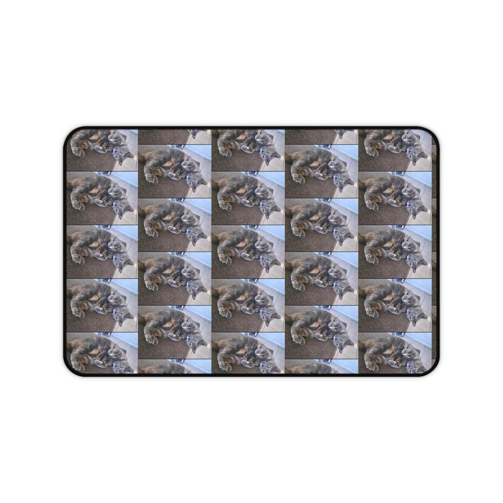 Cat Photo Pattern Desk Mat — Cozy Tabby Mousepad-Style Desk Protector