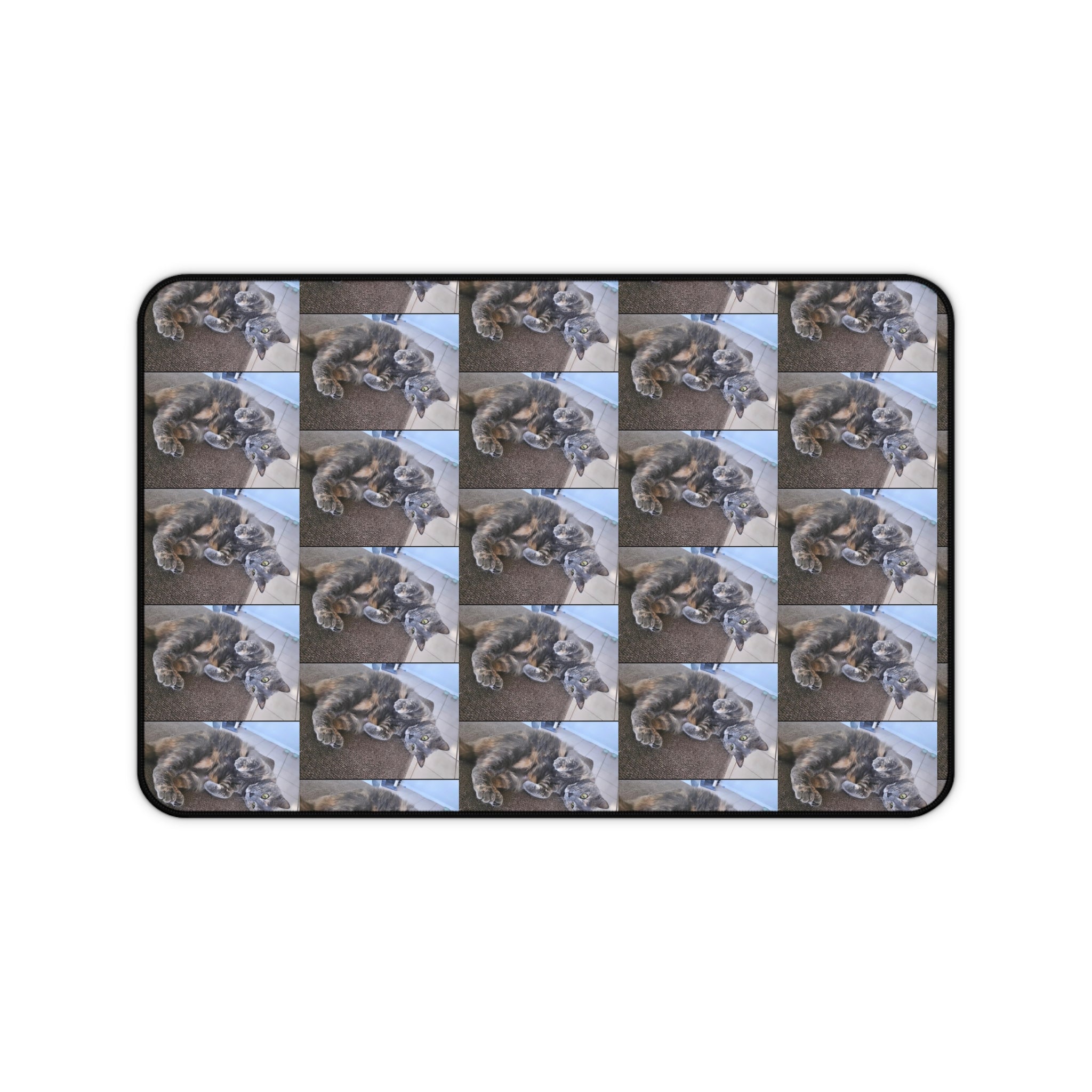Cat Photo Pattern Desk Mat — Cozy Tabby Mousepad-Style Desk Protector