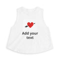 Custom Heart Arrow Crop Top — Add Your Text Personalizable Women's Tank — Valentine's Day & Fundraiser Event Gift for Her