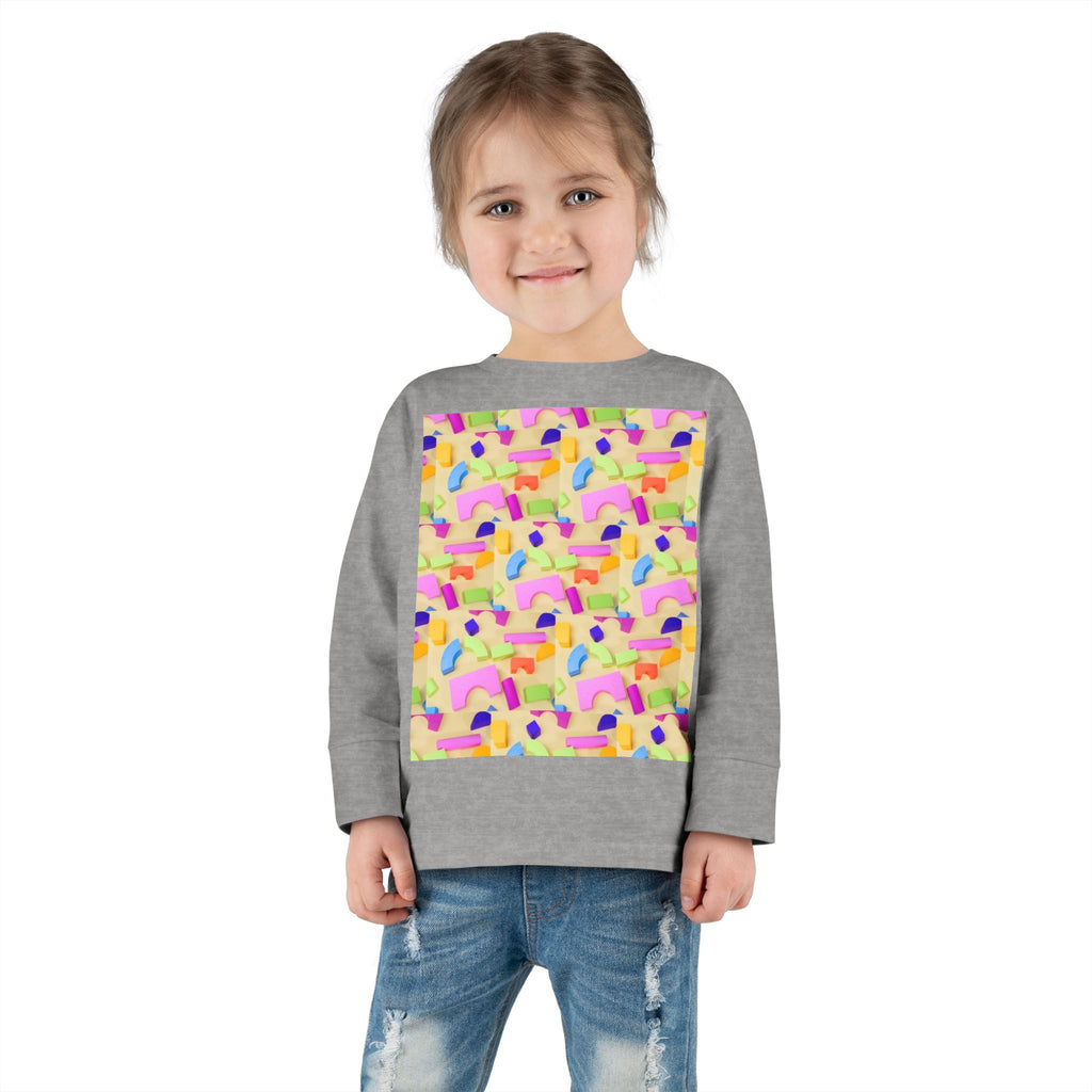 Toddler Long Sleeve Tee — Colorful Rainbow Confetti Pattern