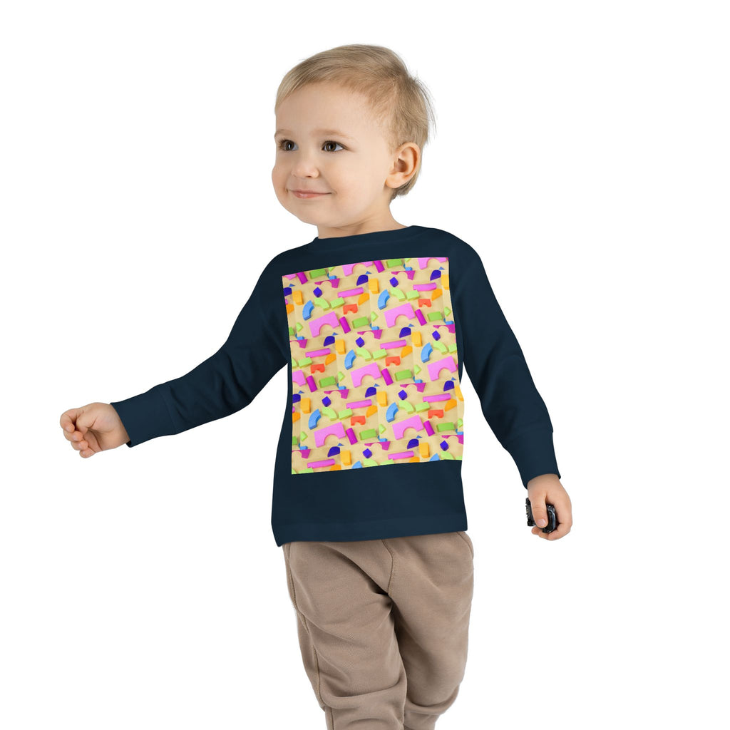 Toddler Long Sleeve Tee — Colorful Rainbow Confetti Pattern