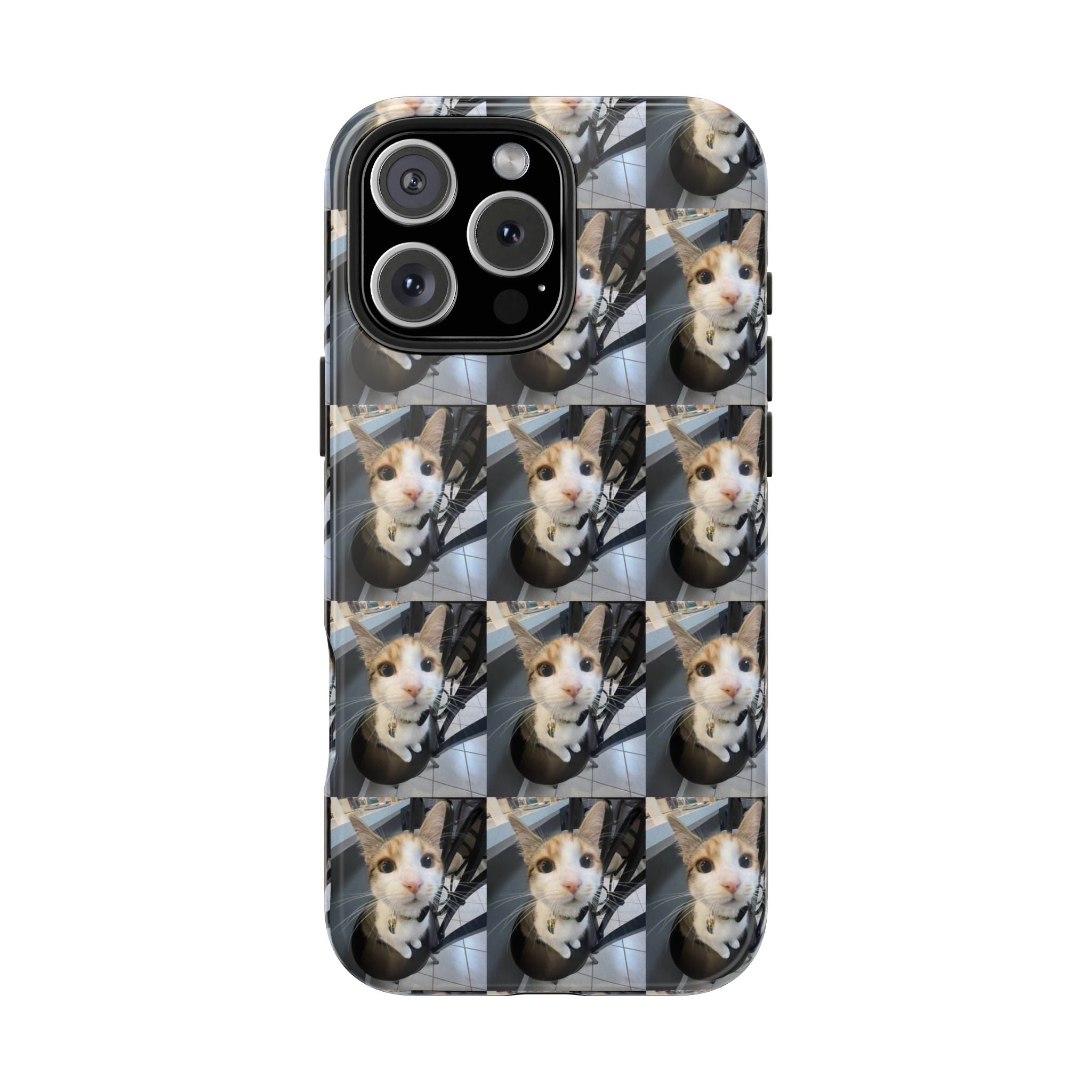 Custom Photo Cat Tough Phone Case — Personalized Grid Collage Protection