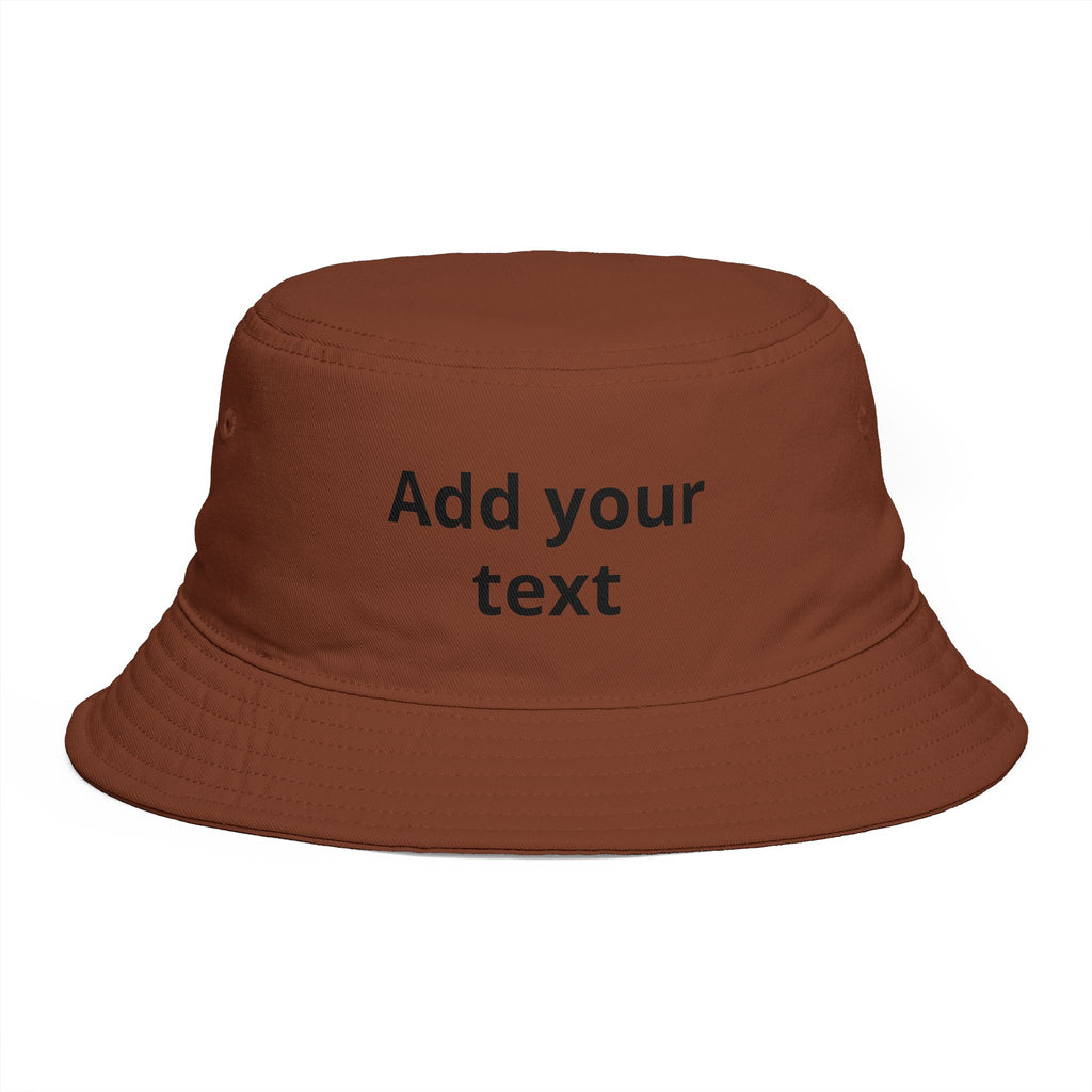 Custom Text Bucket Hat — Personalized Brown Sun Hat