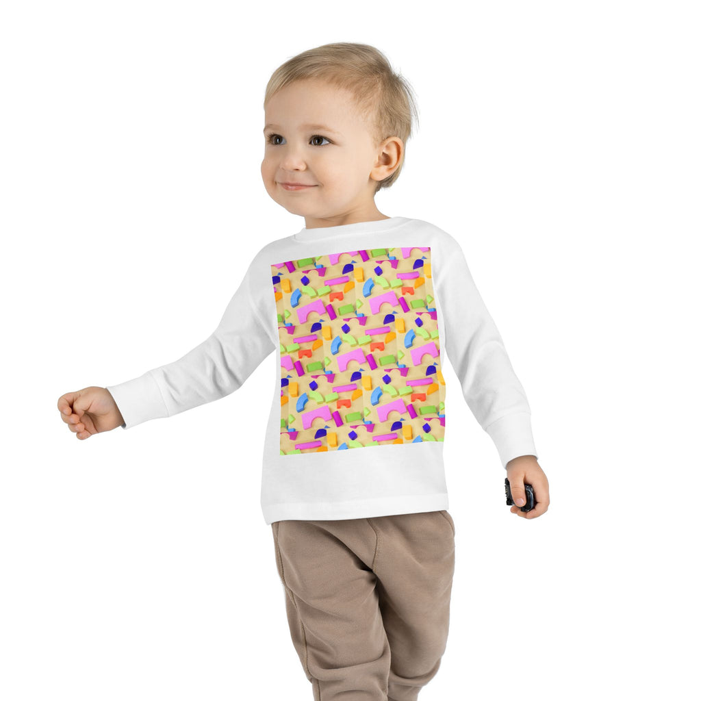 Toddler Long Sleeve Tee — Colorful Rainbow Confetti Pattern