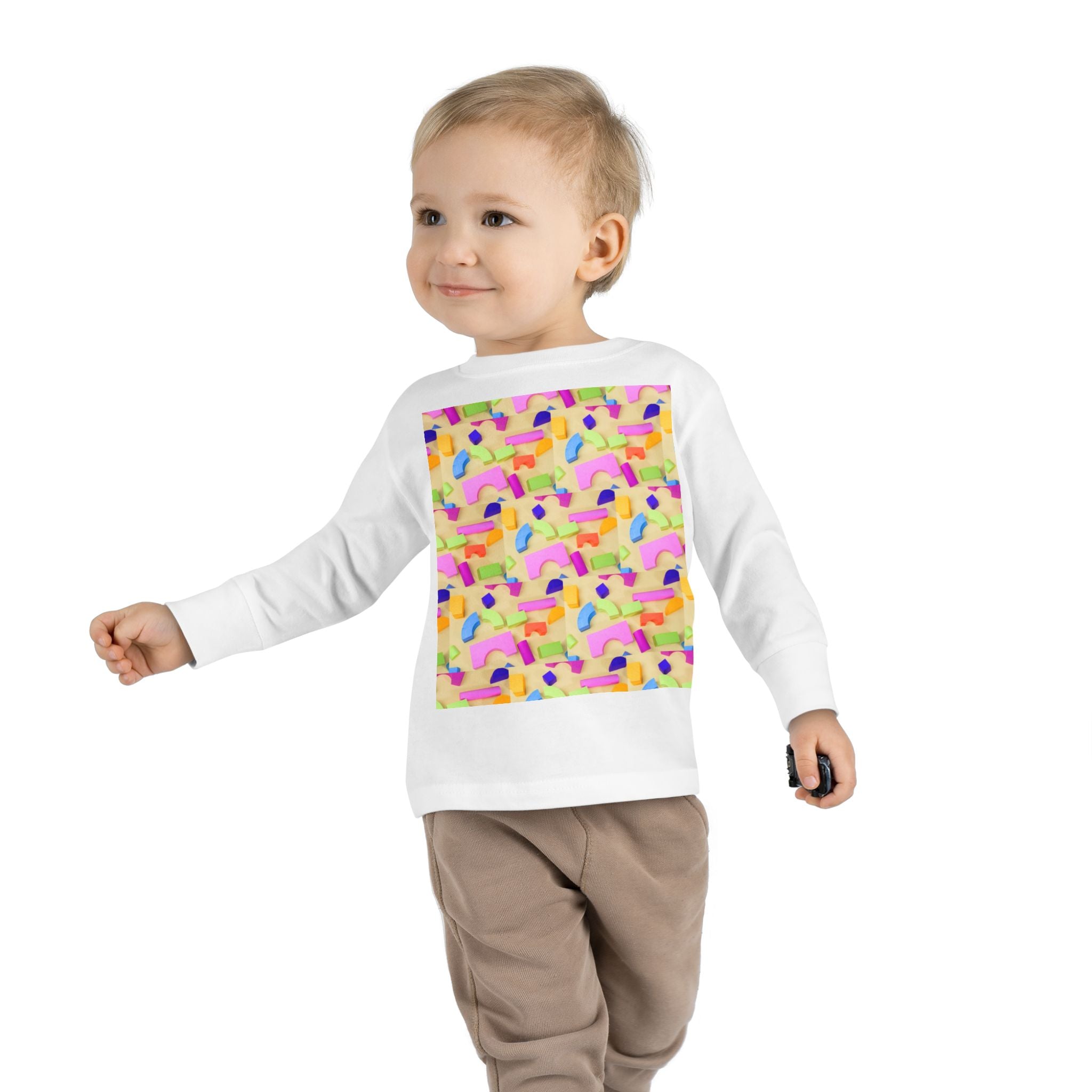 Toddler Long Sleeve Tee — Colorful Rainbow Confetti Pattern
