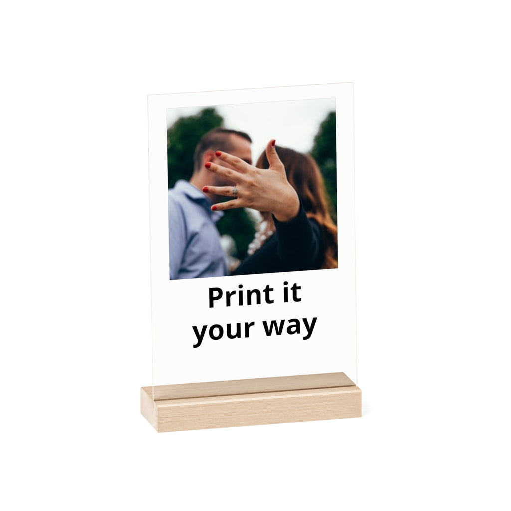 Custom Acrylic Photo Sign with Wooden Stand — Personalized Photo Display