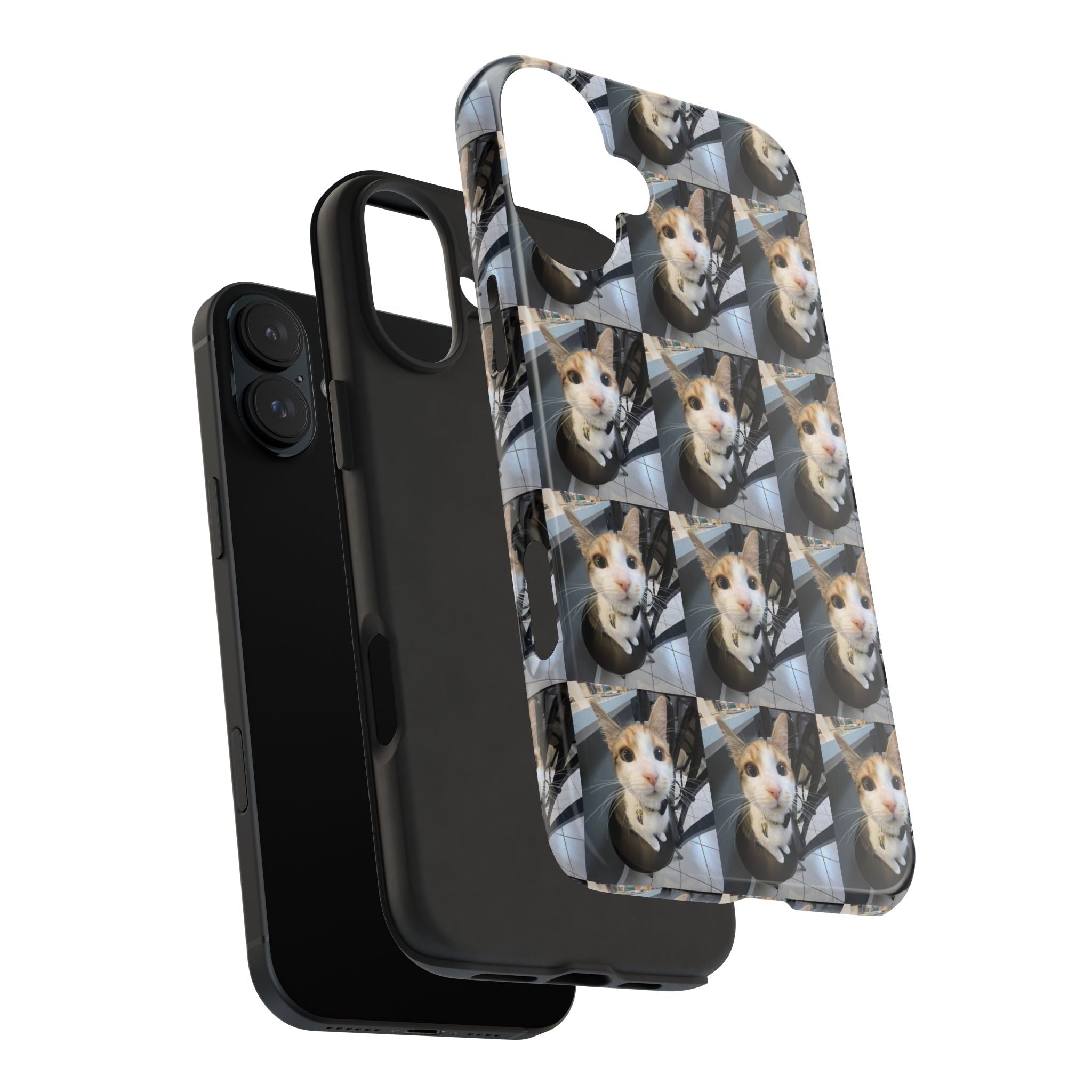 Custom Photo Cat Tough Phone Case — Personalized Grid Collage Protection
