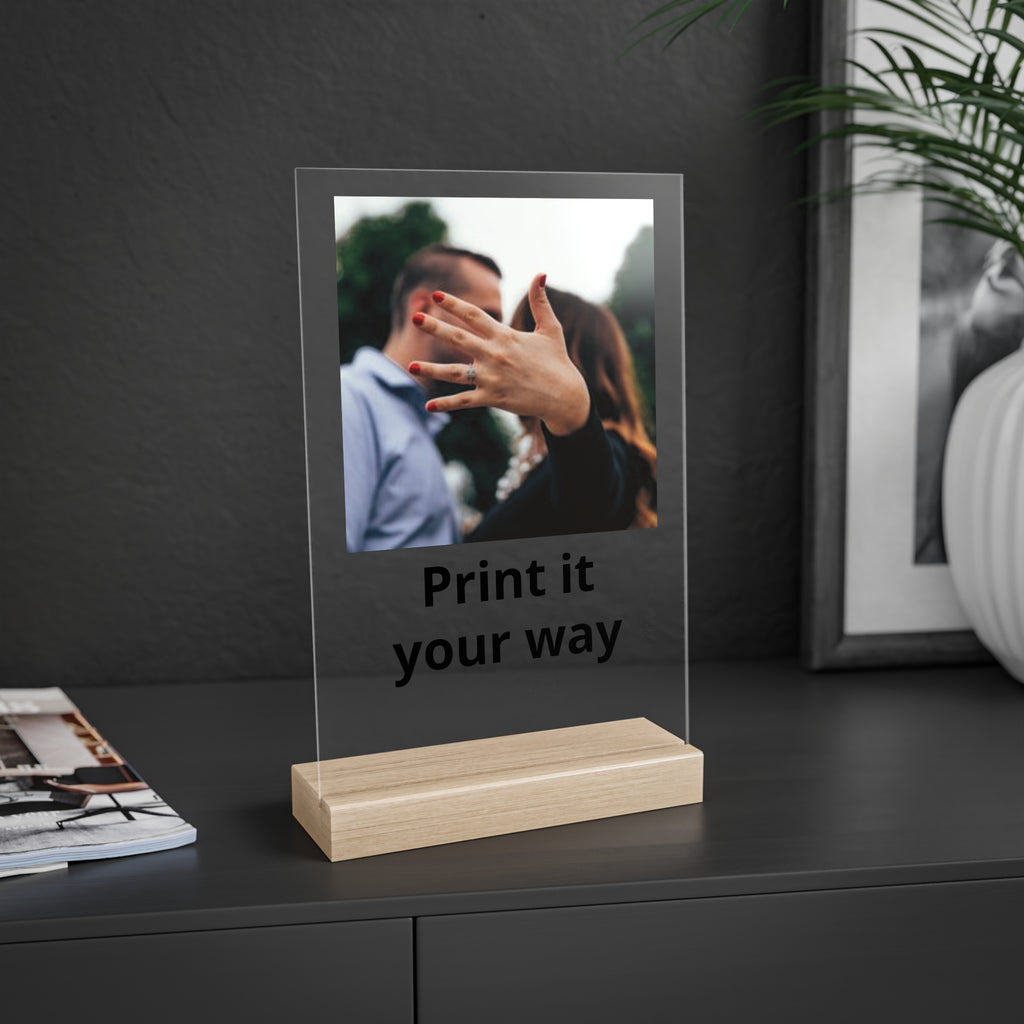 Custom Acrylic Photo Sign with Wooden Stand — Personalized Photo Display