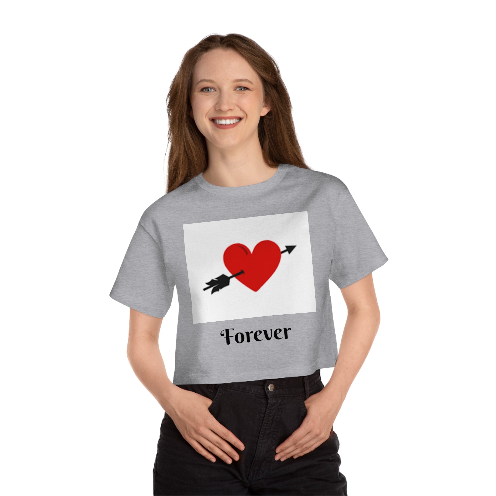Valentine Heart Arrow "Forever" Cropped Tee
