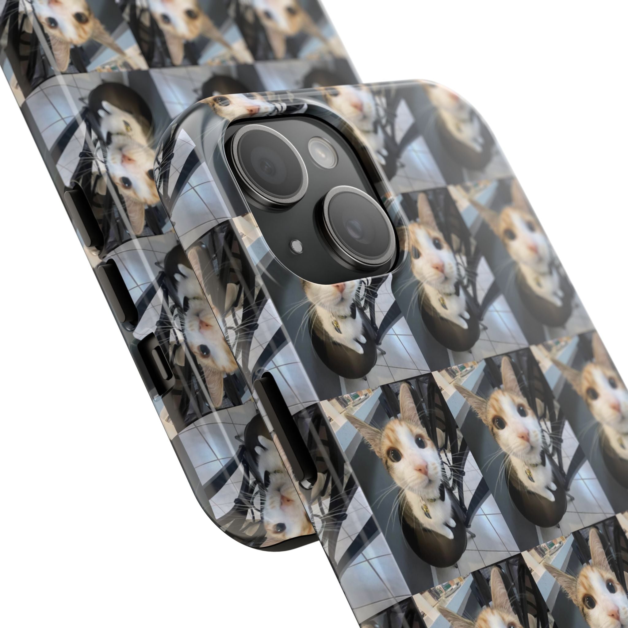 Custom Photo Cat Tough Phone Case — Personalized Grid Collage Protection