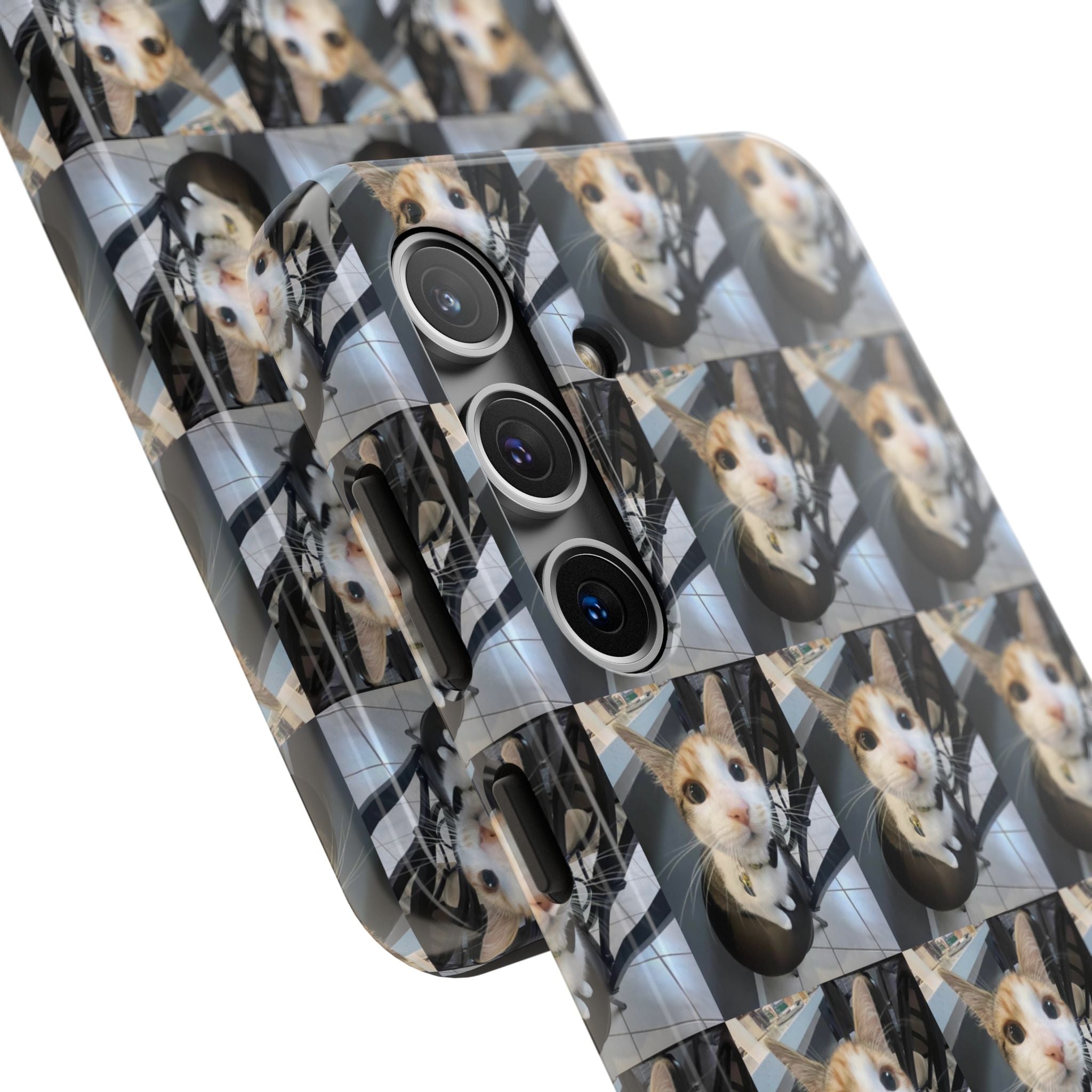 Custom Photo Cat Tough Phone Case — Personalized Grid Collage Protection