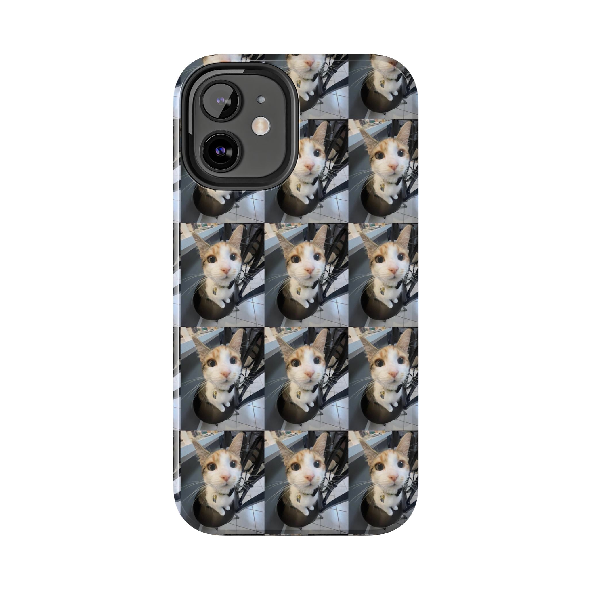 Custom Photo Cat Tough Phone Case — Personalized Grid Collage Protection