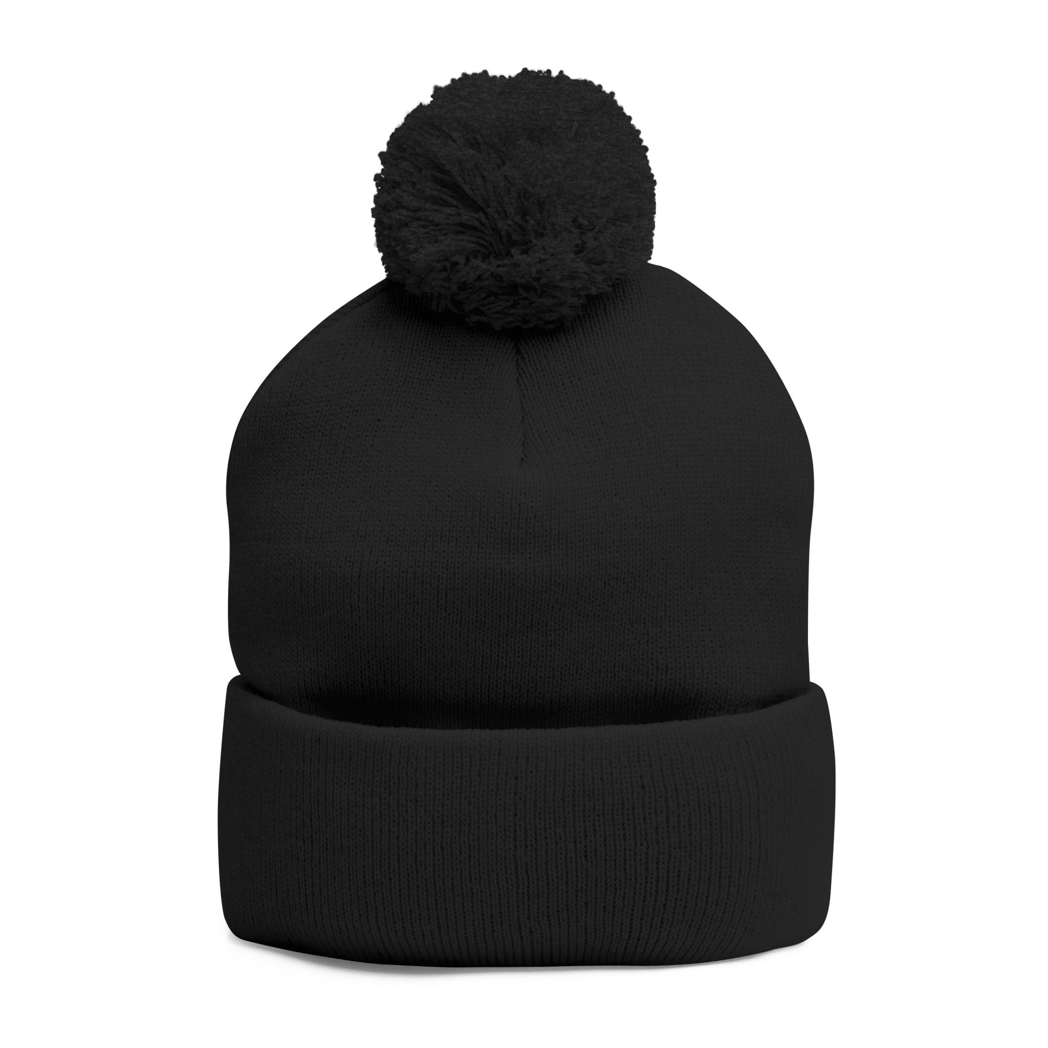 Embroidered Pom-Pom Knit Cap — Customizable Winter Beanie