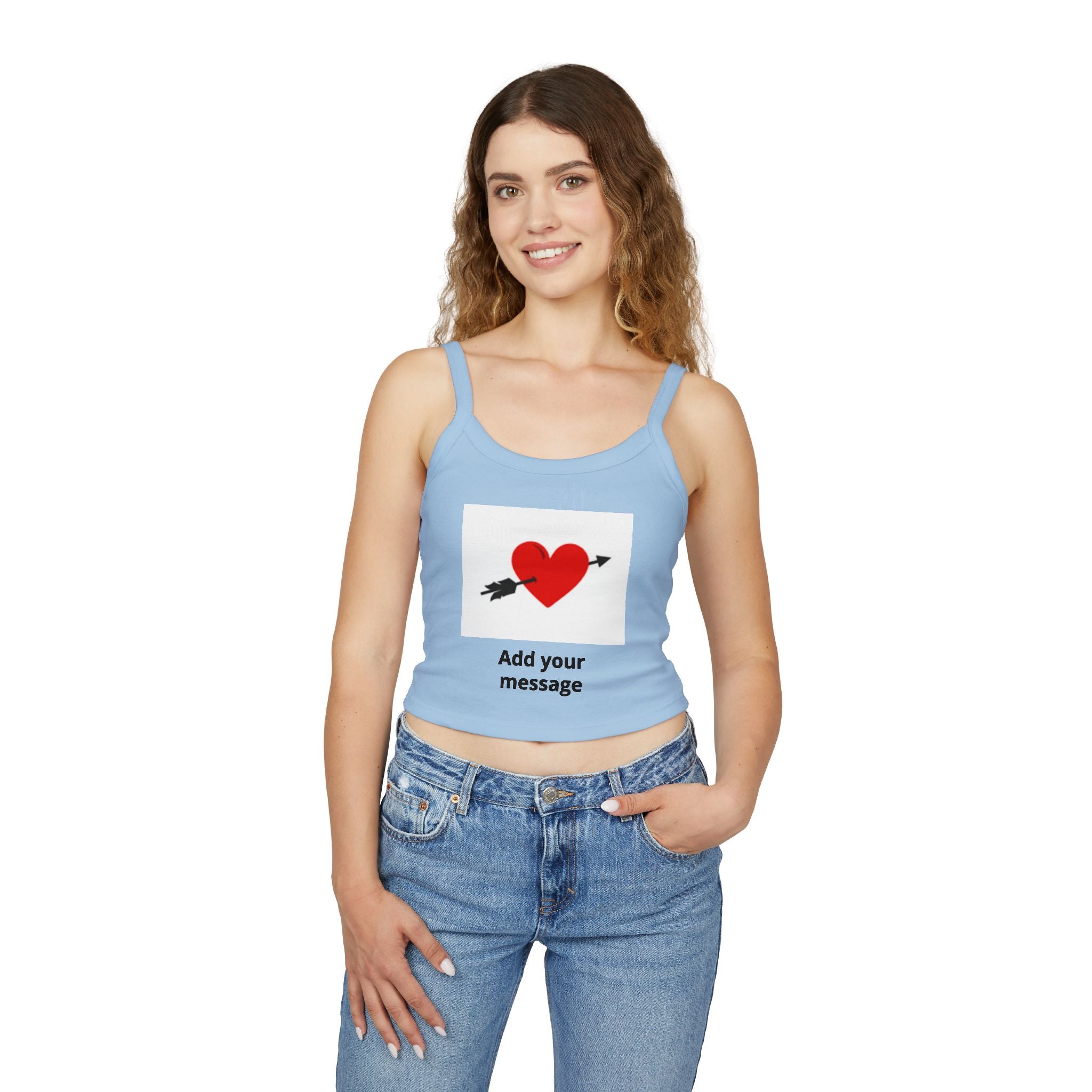 Heart Arrow Crop Tank — Personalized "Add your message" Valentine Top