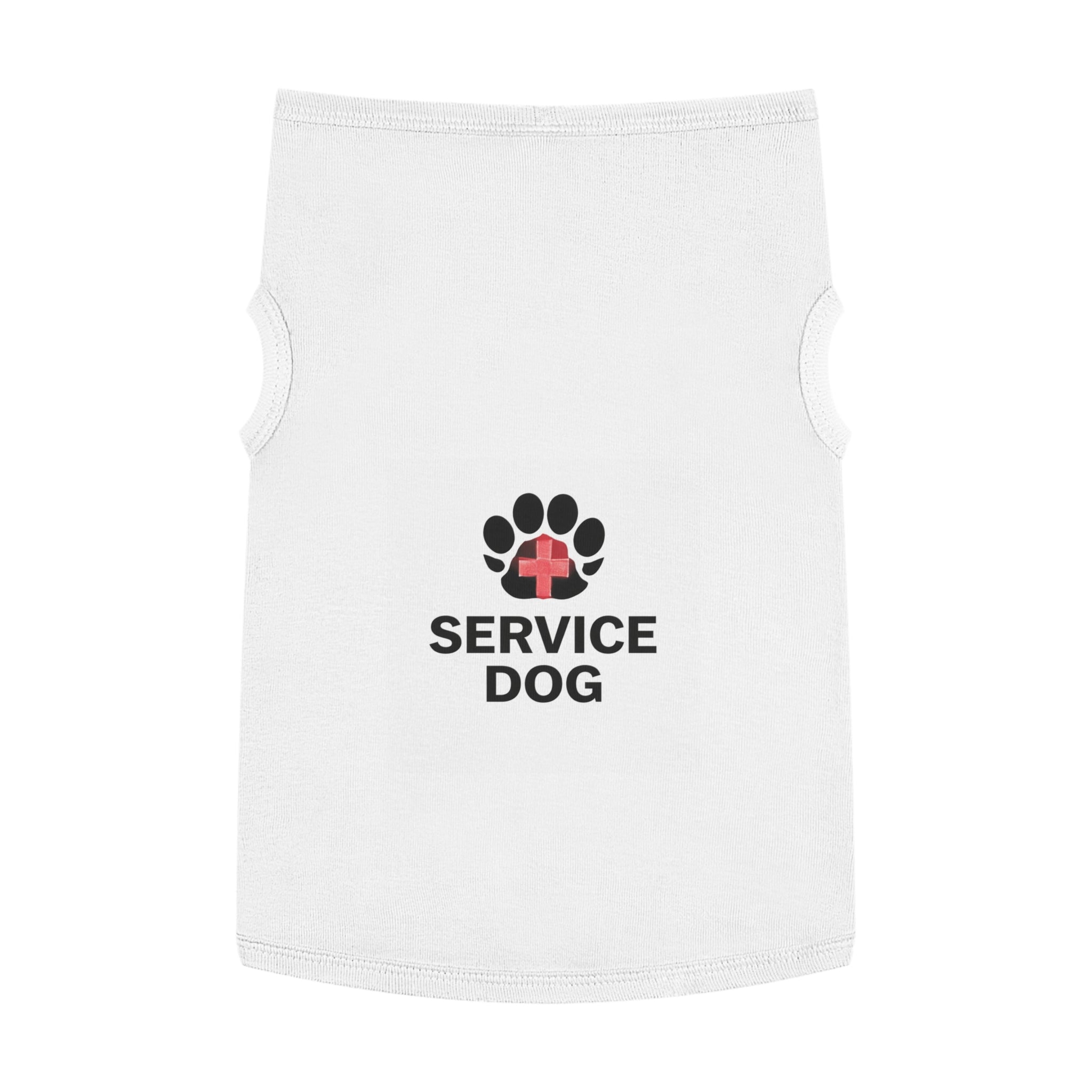 Service Dog Pet Tank Top — Black Paw Print with Red Cross Identification