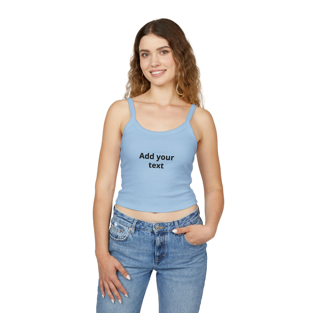 Custom Women's Spaghetti Strap Tank Top — Add Your Text Personalized Crop Top