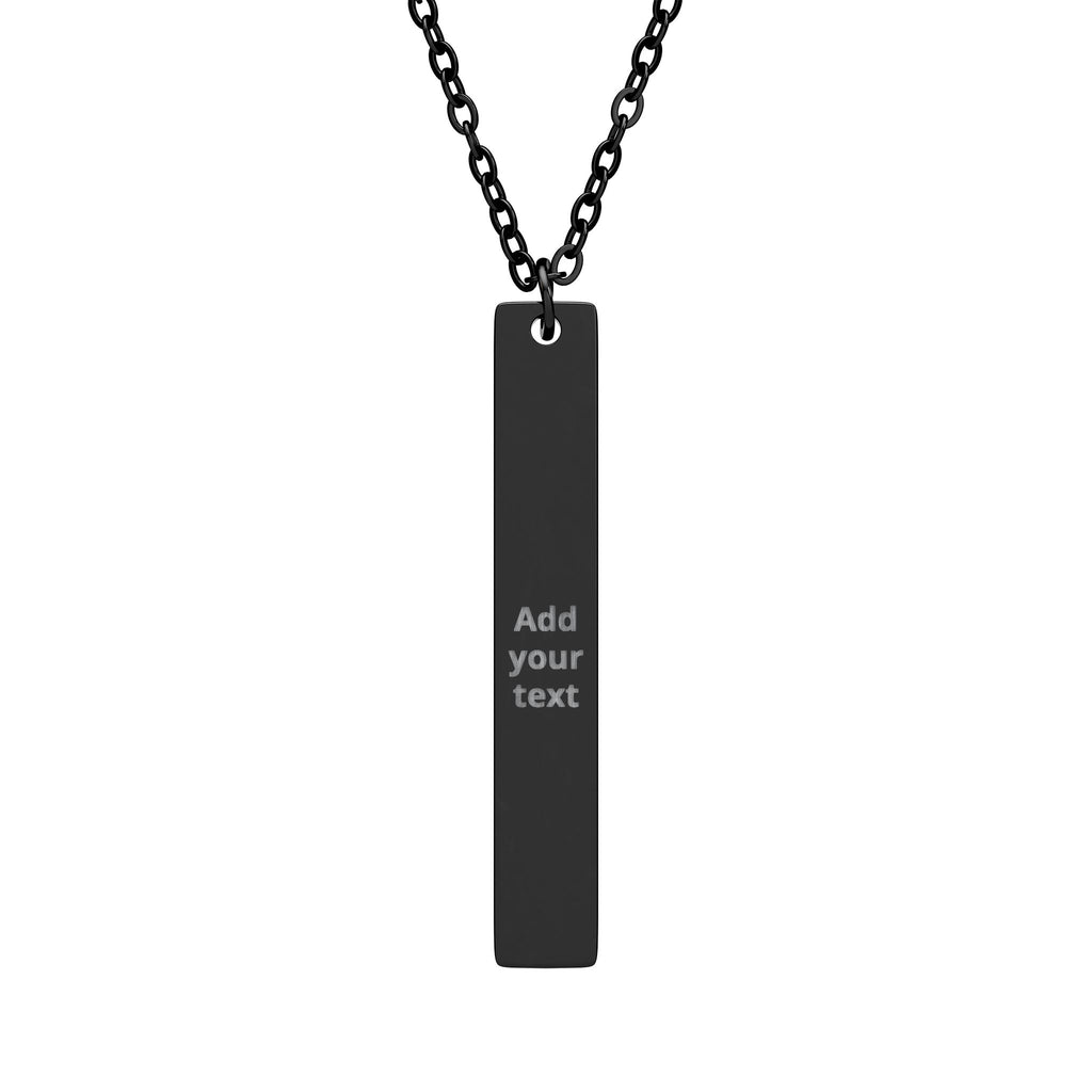 Engraved Vertical Bar Necklace — Personalized Sterling Pendant — Birthday Gift for Him & Her