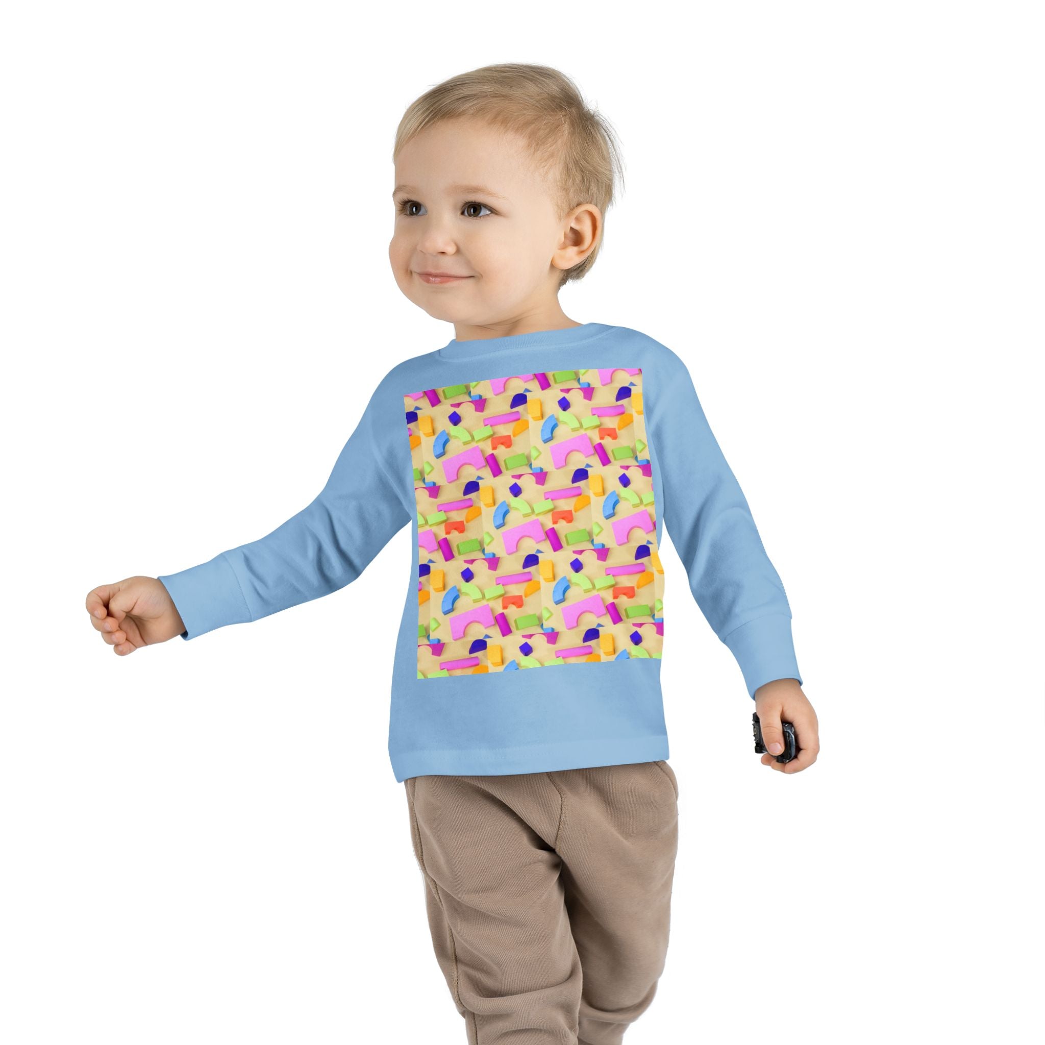 Toddler Long Sleeve Tee — Colorful Rainbow Confetti Pattern