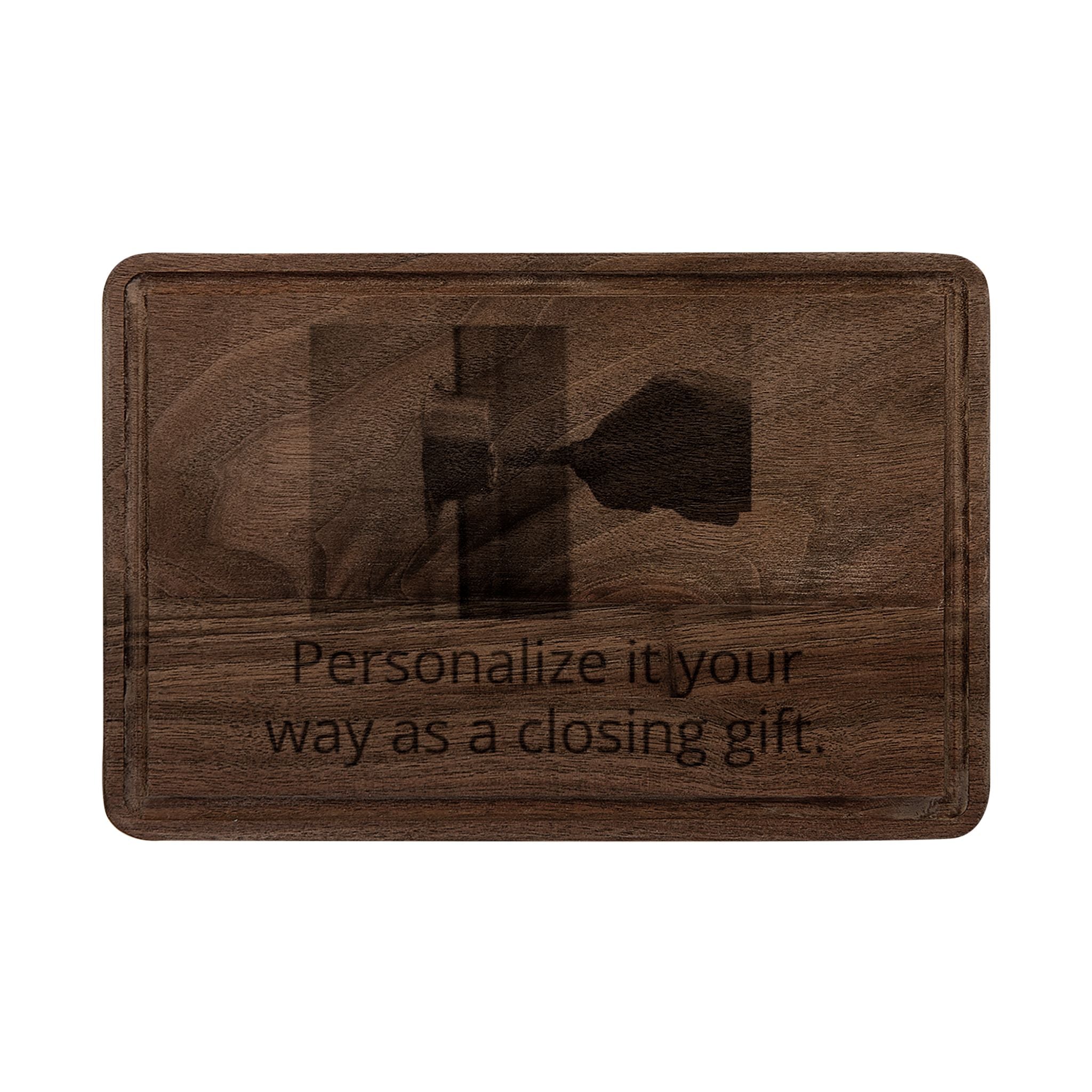 Engraved Personalized Wooden Cutting Board – Custom Photo & Message Realtor Closing Gift
