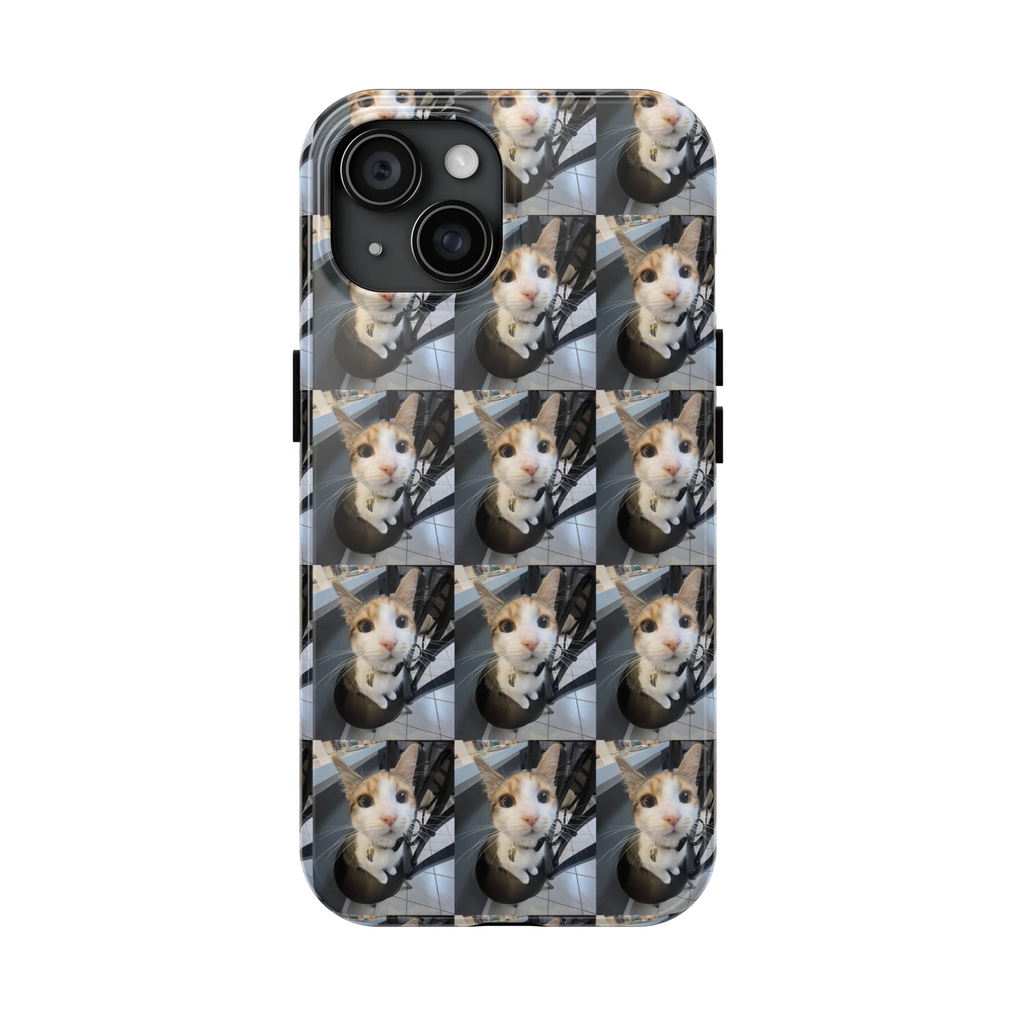 Custom Photo Cat Tough Phone Case — Personalized Grid Collage Protection