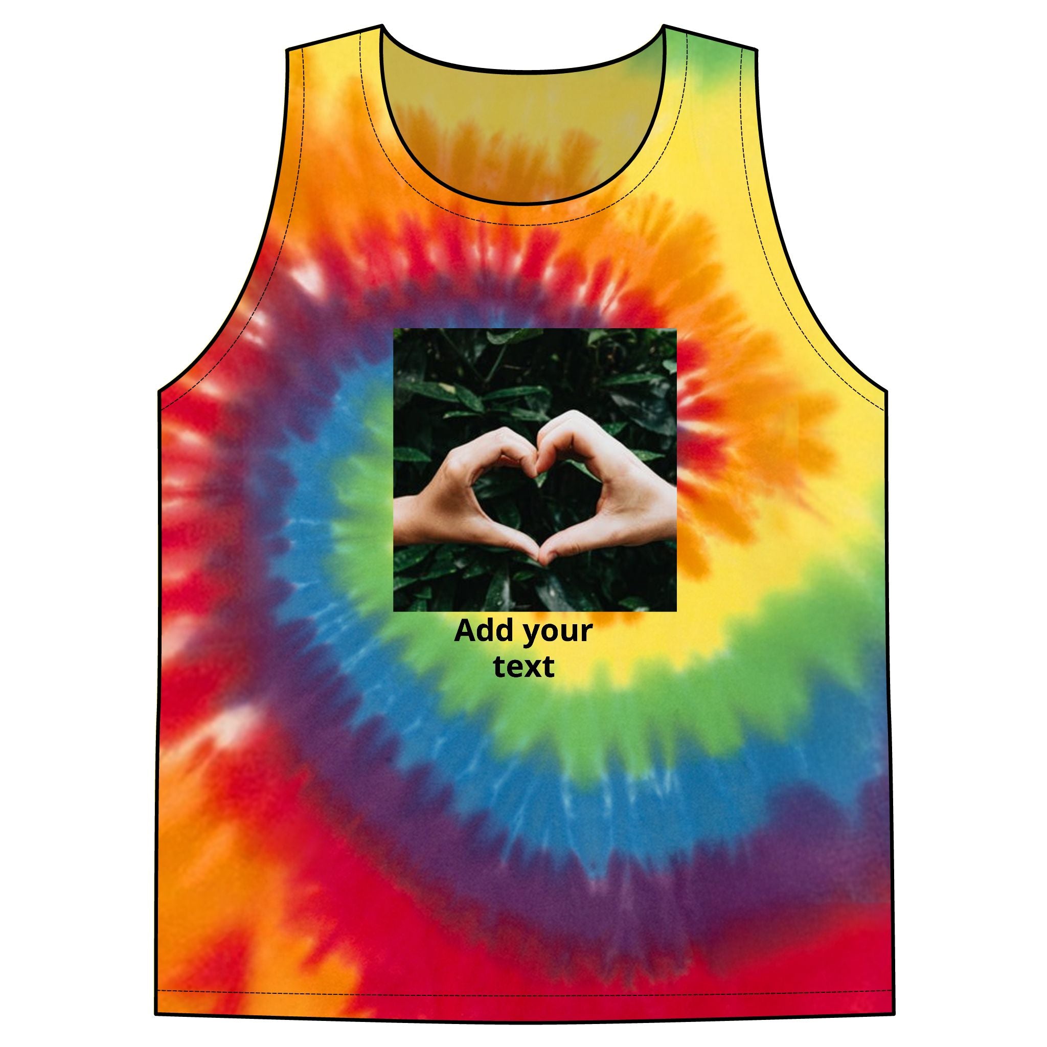 Custom Tie-Dye Tank Top — Personalized Photo & Text Summer Top