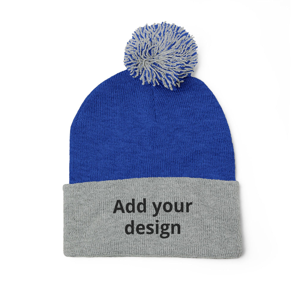 Embroidered Pom-Pom Knit Cap — Customizable Winter Beanie