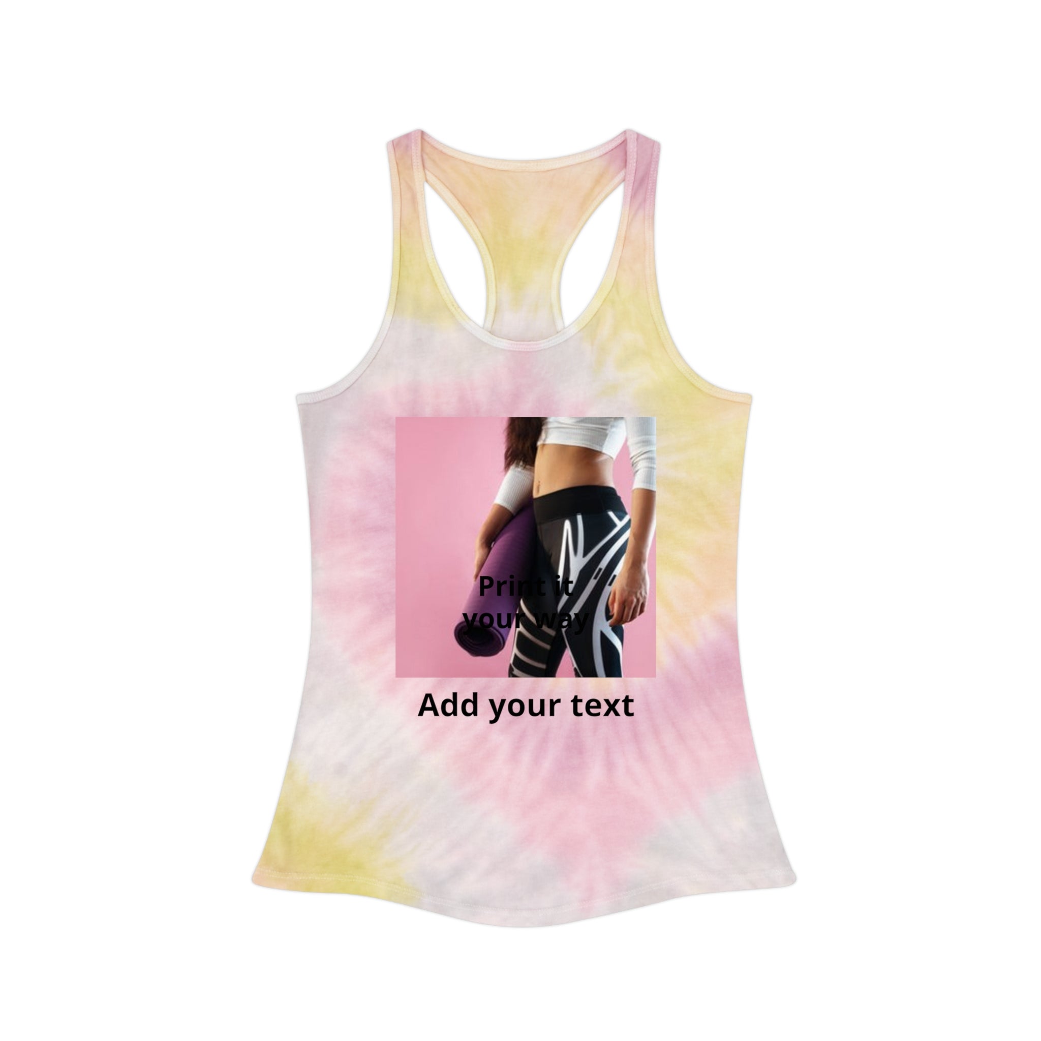 Tie Dye Racerback Tank Top — Custom Photo & Text Athletic Tank