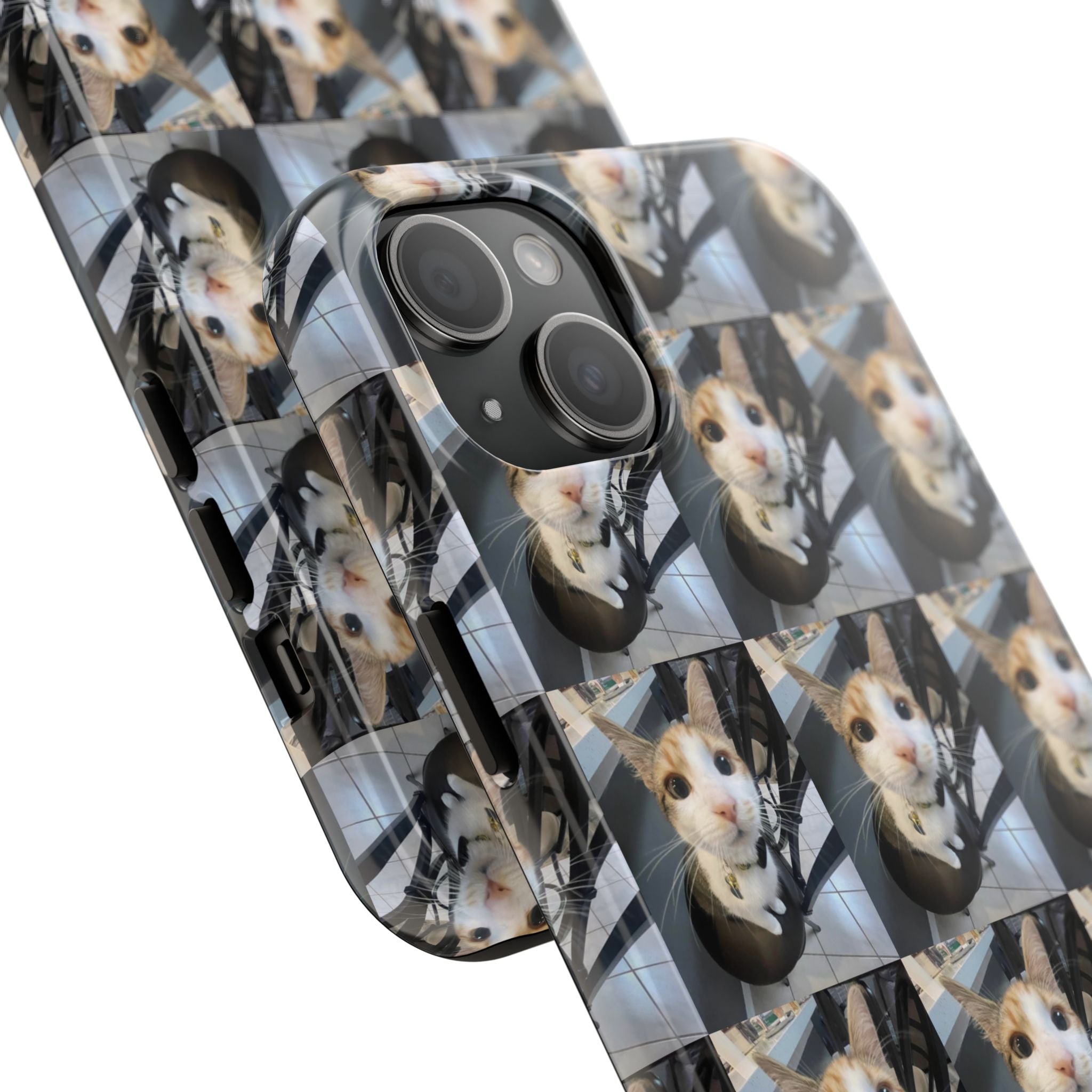Custom Photo Cat Tough Phone Case — Personalized Grid Collage Protection