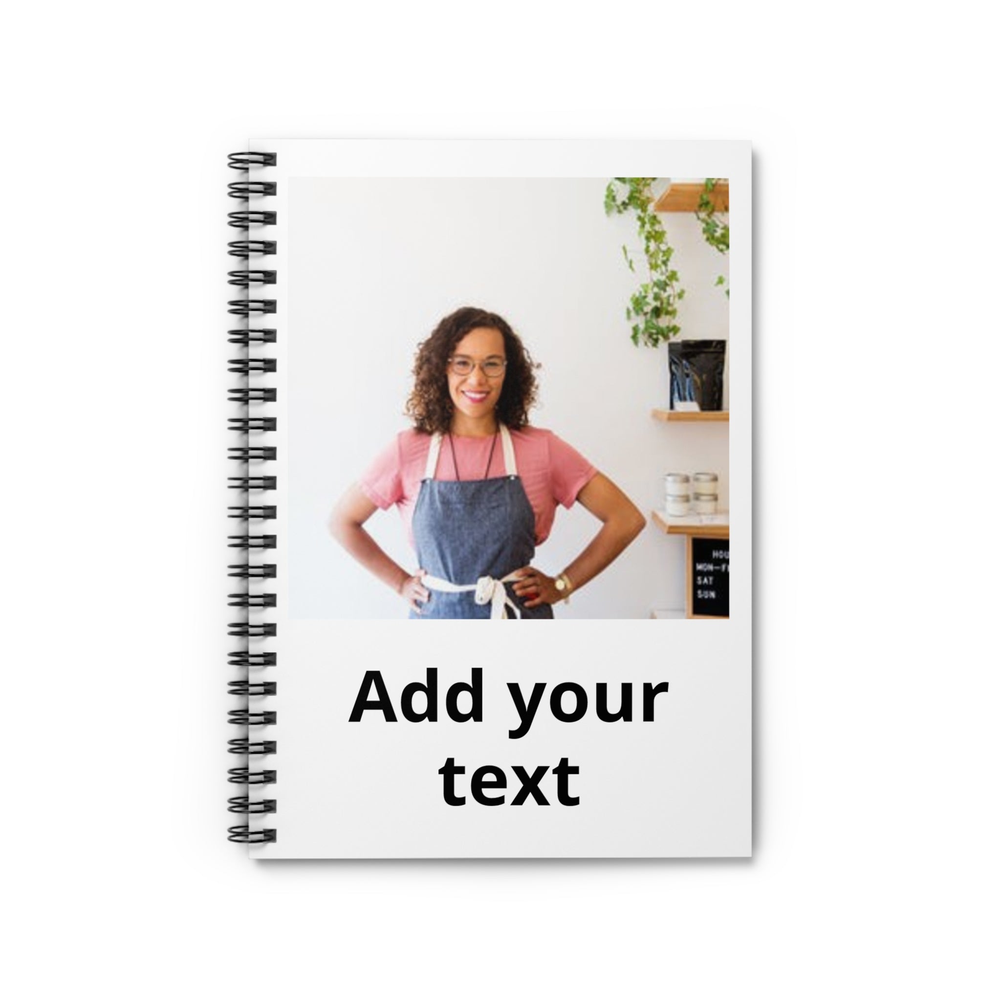 Custom Photo Spiral Notebook — Personalized Ruled Journal (Add Your Text)