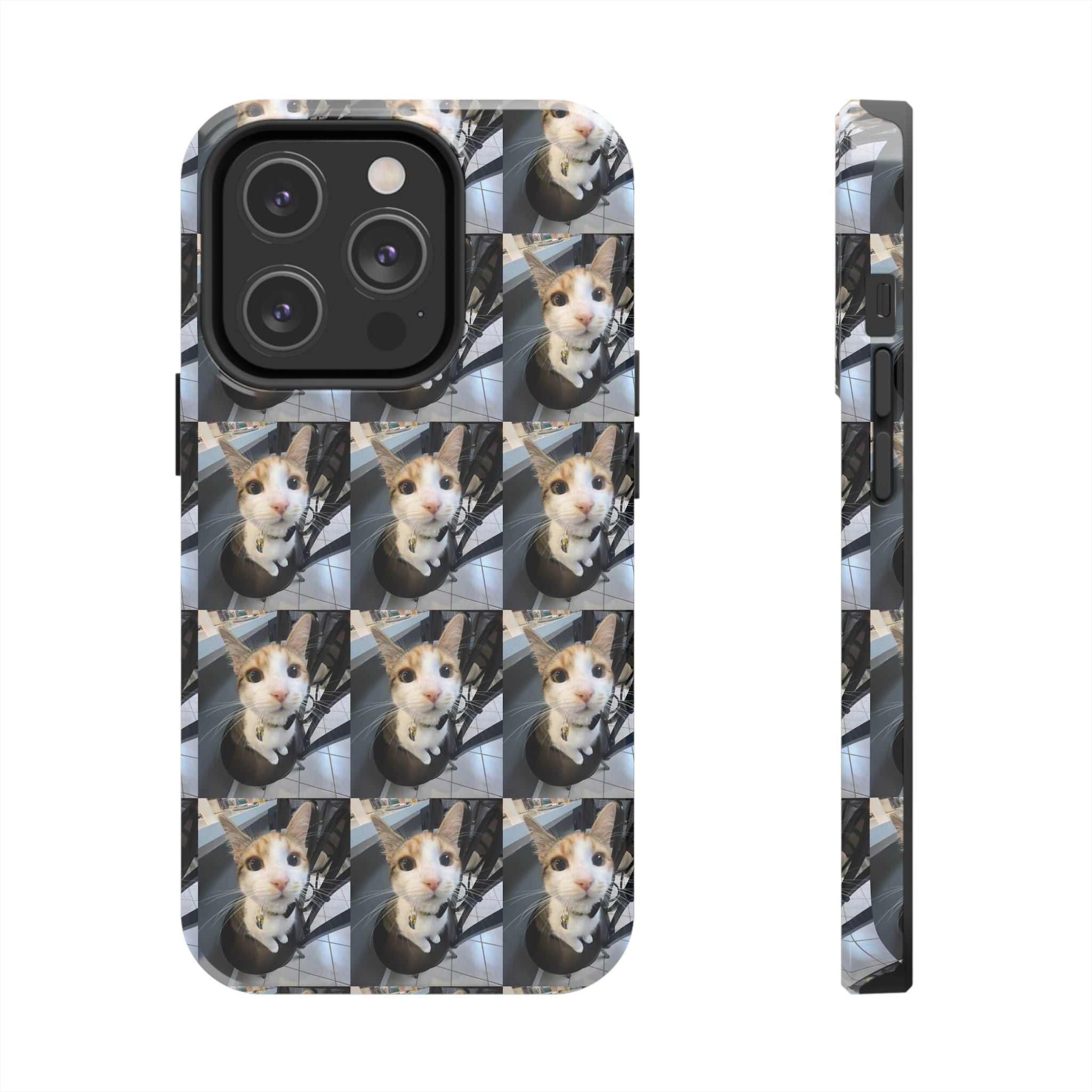 Custom Photo Cat Tough Phone Case — Personalized Grid Collage Protection