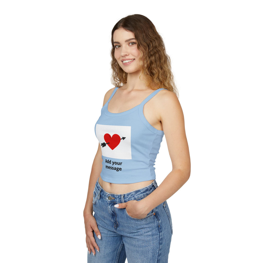 Heart Arrow Crop Tank — Personalized "Add your message" Valentine Top