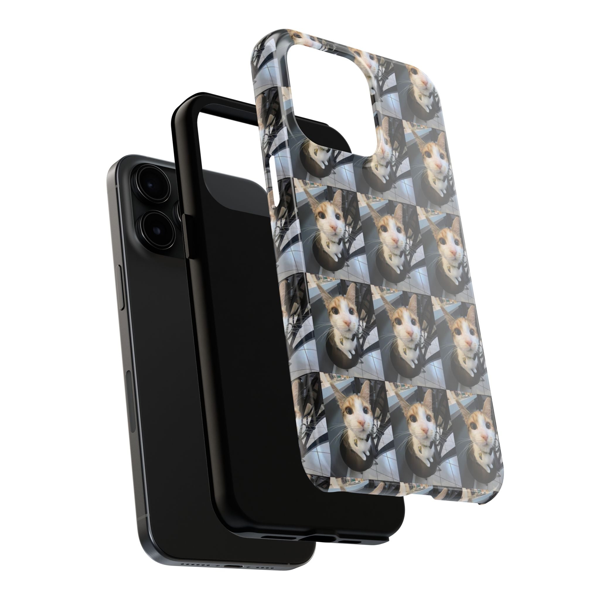 Custom Photo Cat Tough Phone Case — Personalized Grid Collage Protection