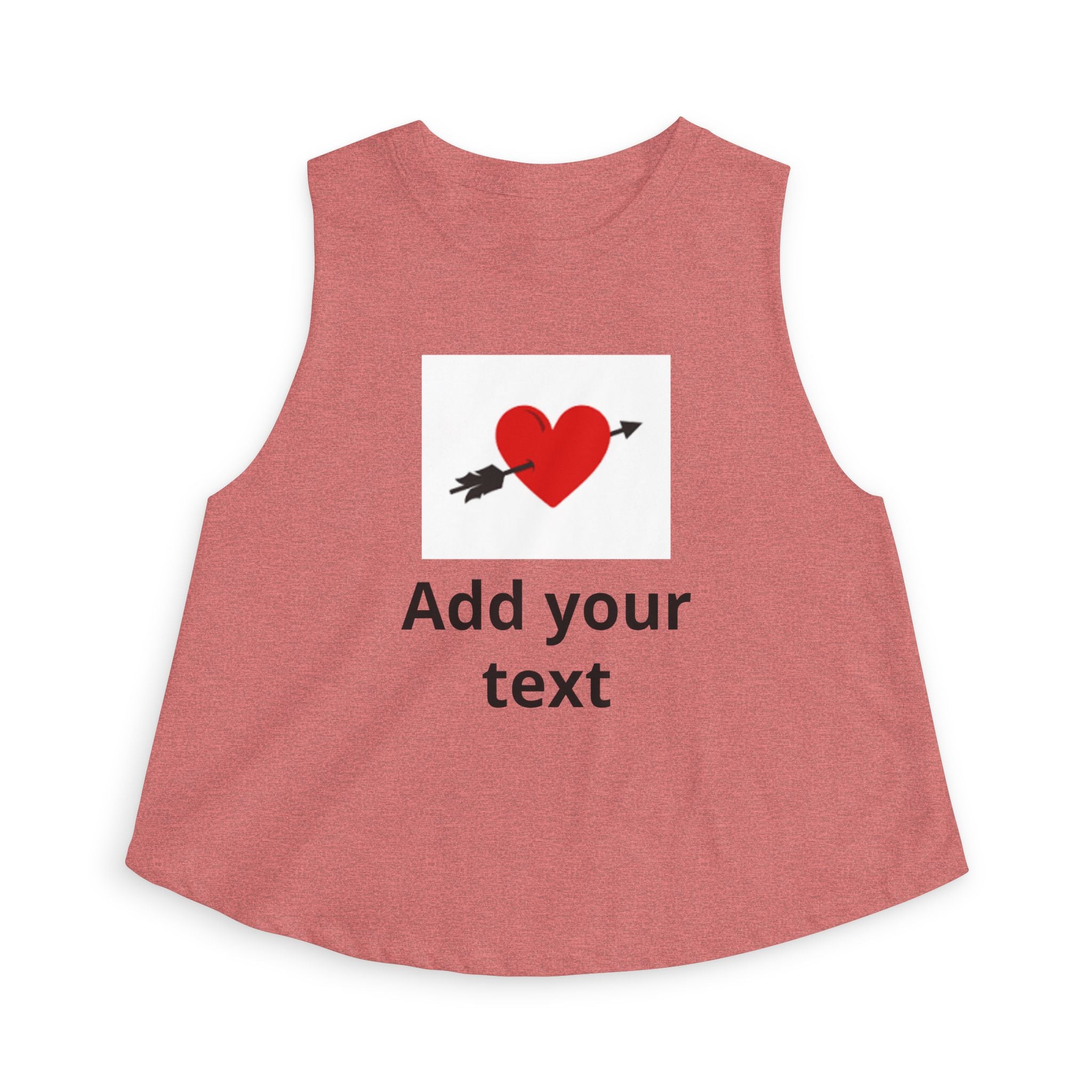 Custom Heart Arrow Crop Top — Add Your Text Personalizable Women's Tank — Valentine's Day & Fundraiser Event Gift for Her