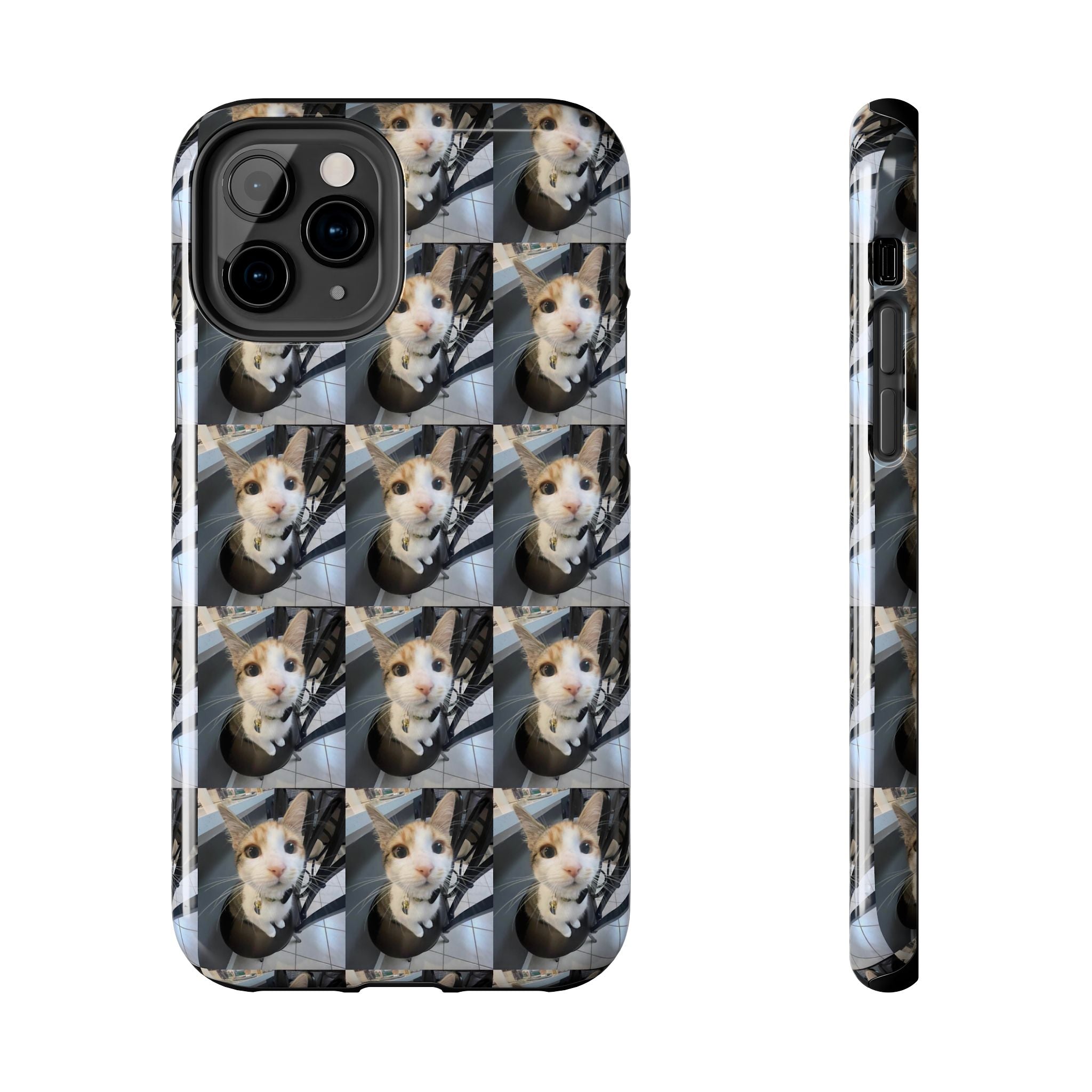 Custom Photo Cat Tough Phone Case — Personalized Grid Collage Protection