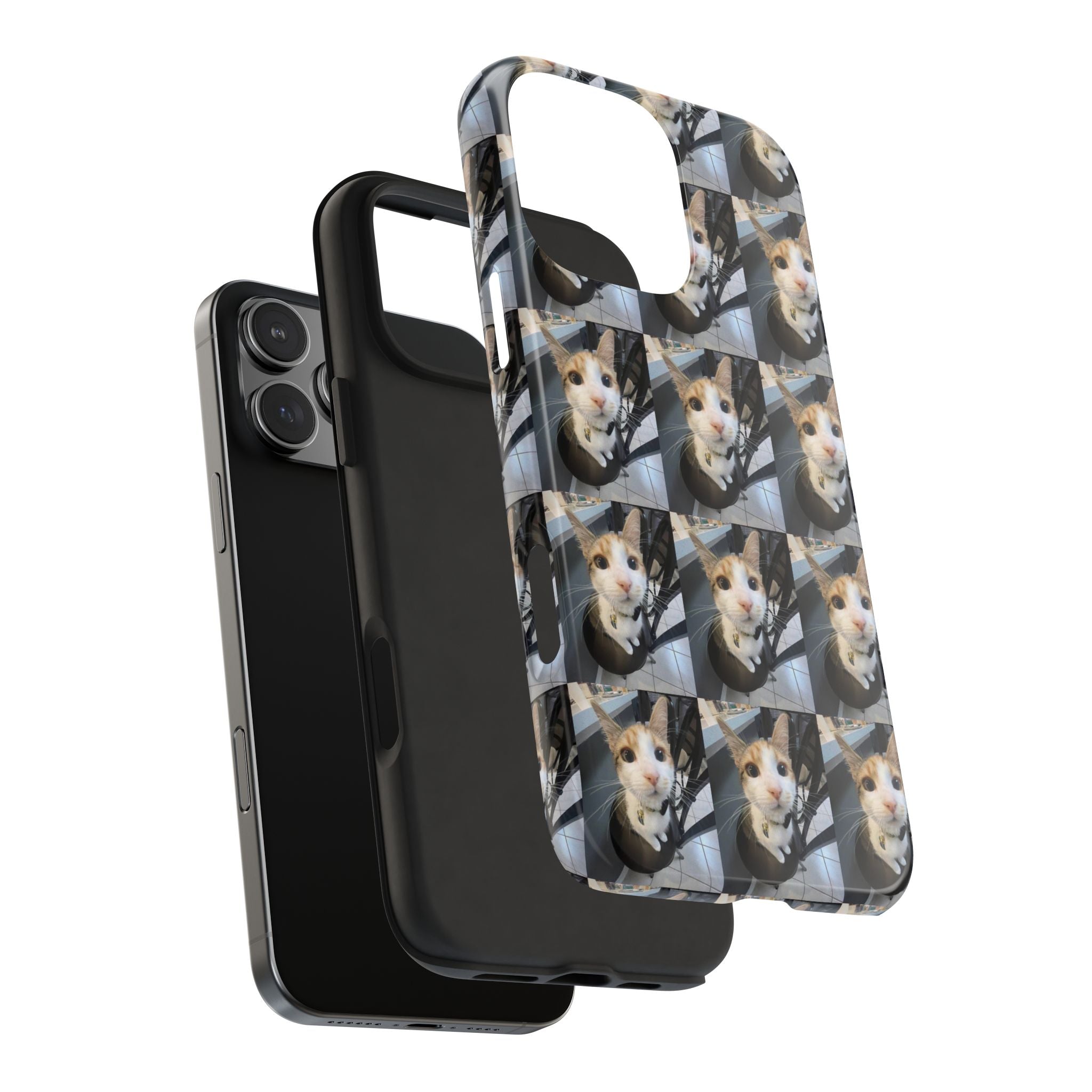 Custom Photo Cat Tough Phone Case — Personalized Grid Collage Protection