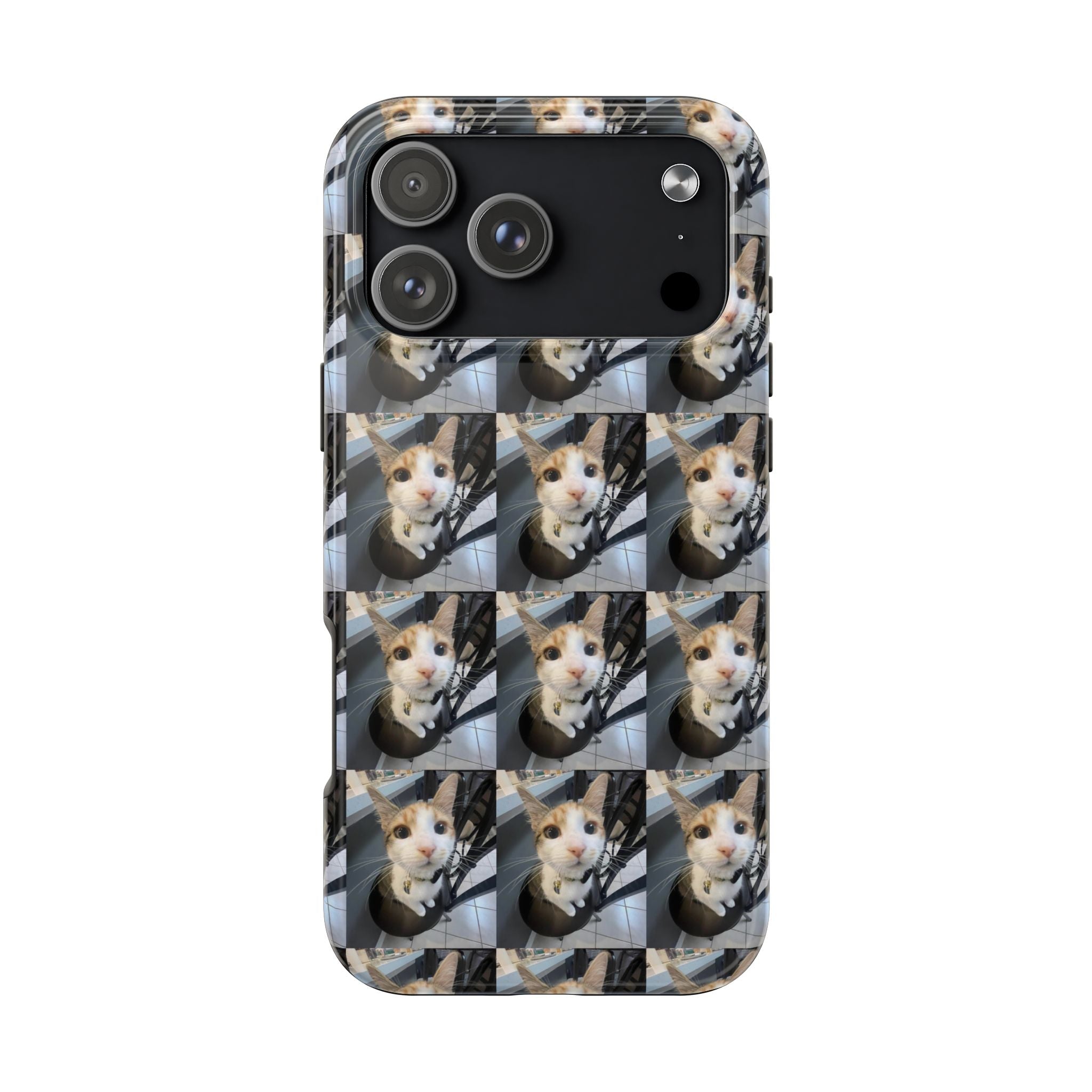 Custom Photo Cat Tough Phone Case — Personalized Grid Collage Protection