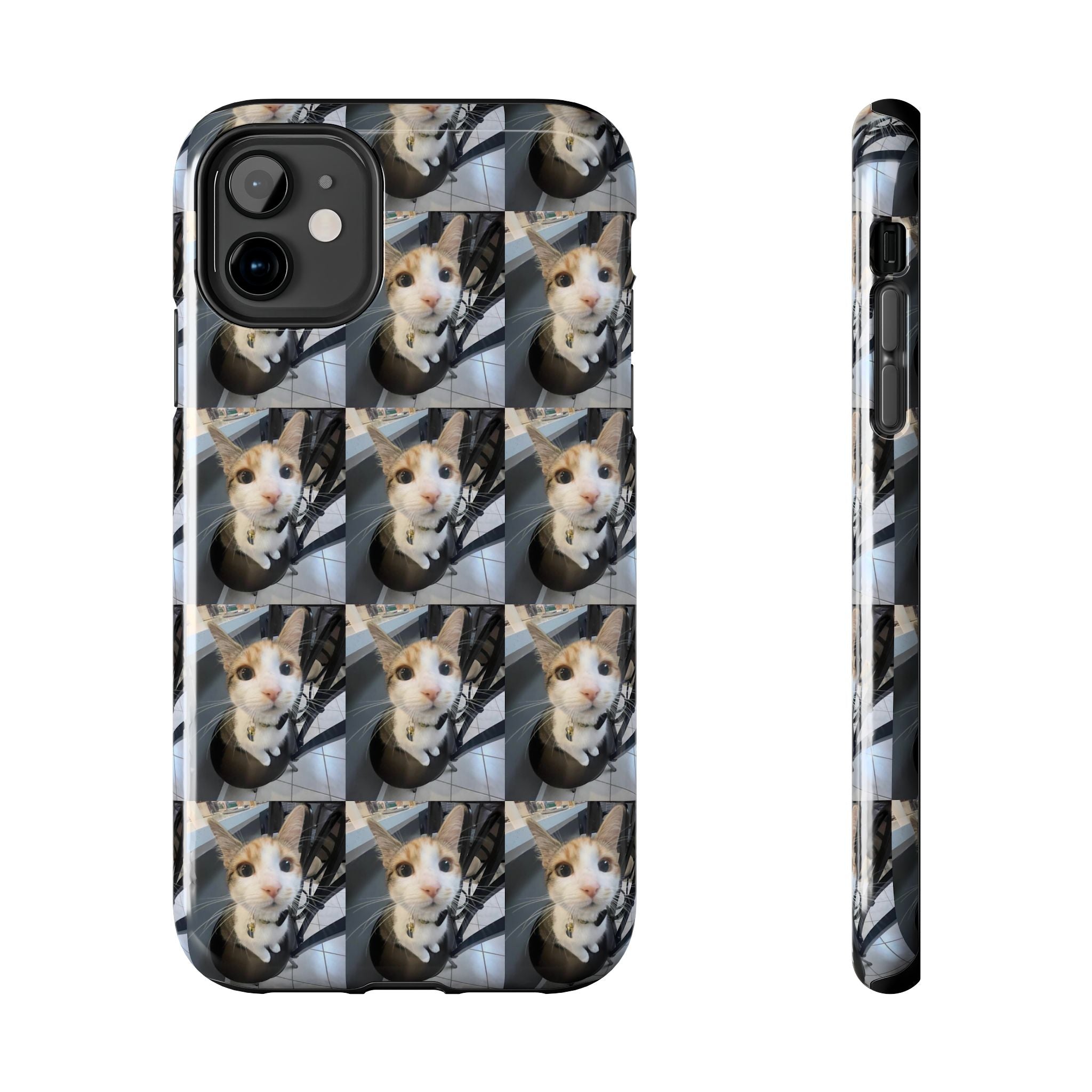Custom Photo Cat Tough Phone Case — Personalized Grid Collage Protection