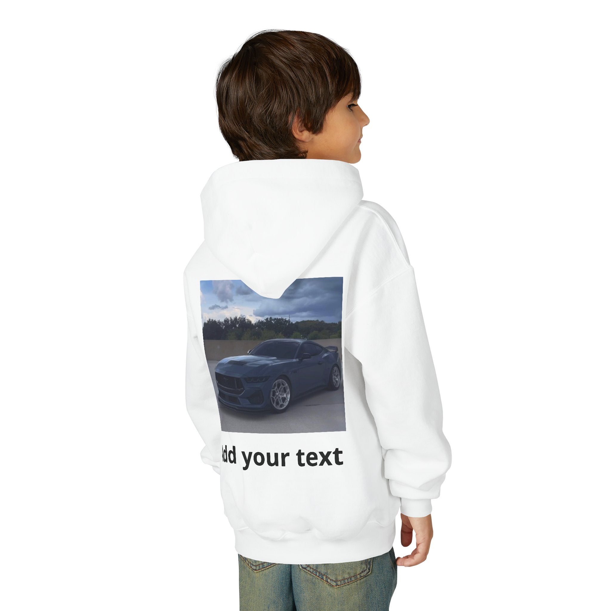 Youth Car Hoodie – Customizable Sports Car Photo Hooded Sweatshirt