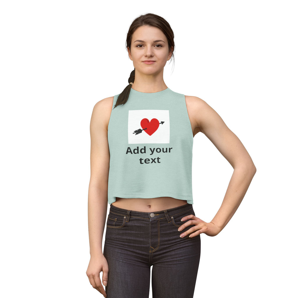 Custom Heart Arrow Crop Top — Add Your Text Personalizable Women's Tank — Valentine's Day & Fundraiser Event Gift for Her