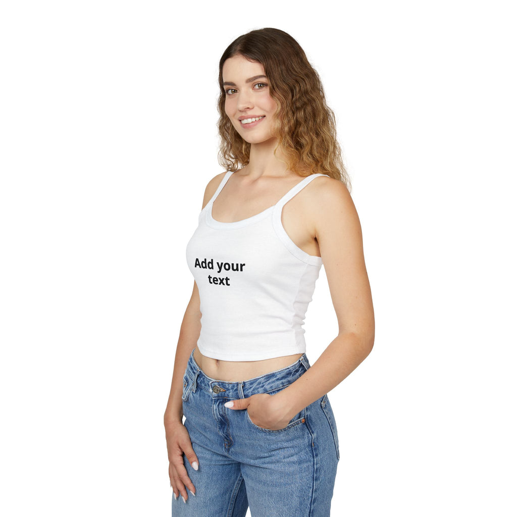 Custom Women's Spaghetti Strap Tank Top — Add Your Text Personalized Crop Top