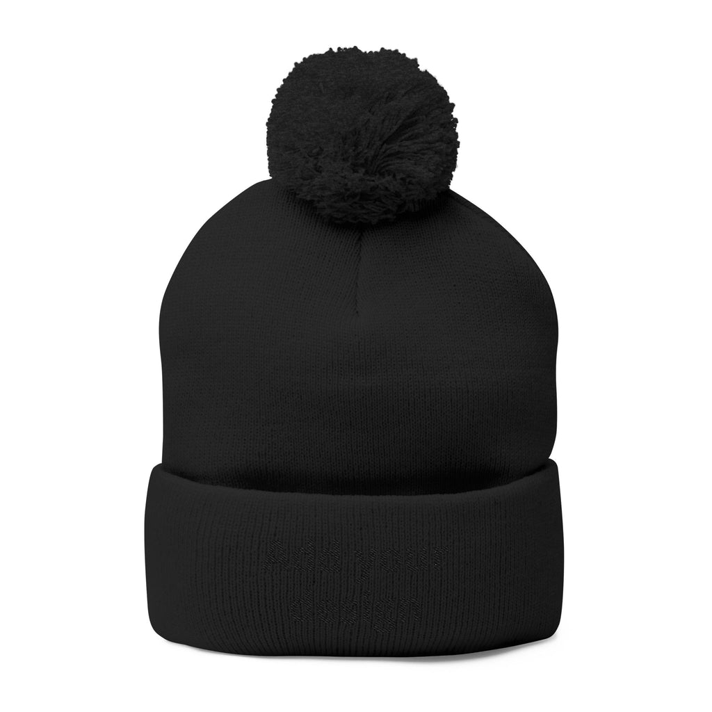 Embroidered Pom-Pom Knit Cap — Customizable Winter Beanie