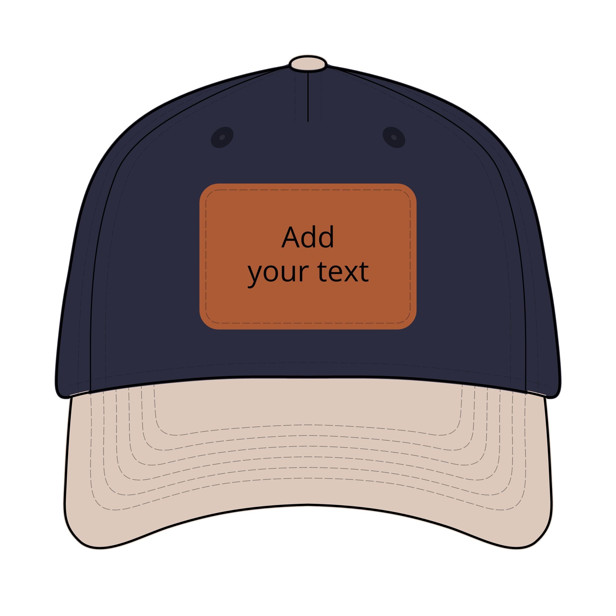 Custom Leather Patch Baseball Cap — Personalized Rectangle Patch Dad Hat