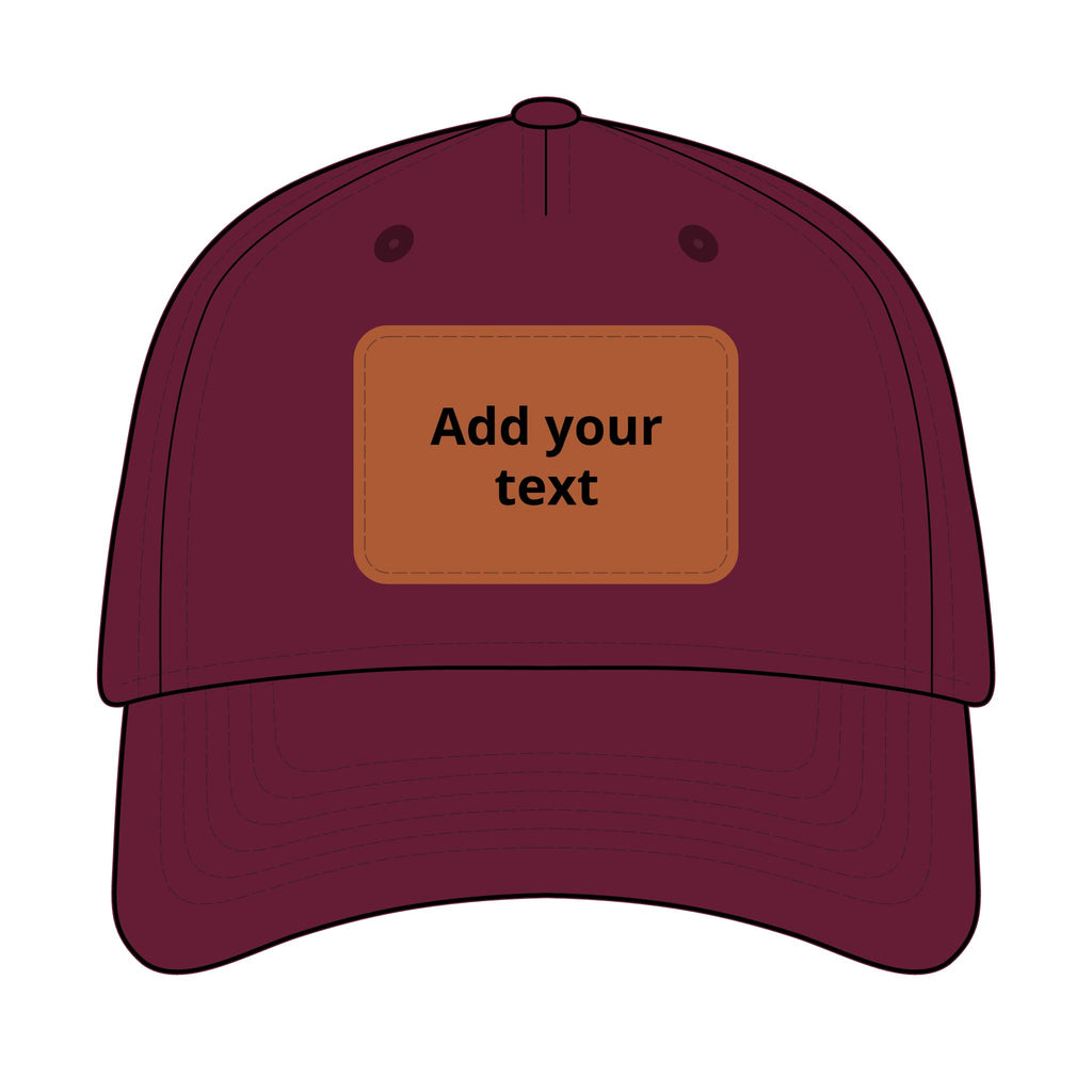 Custom Leather Patch Baseball Cap — Personalized Rectangle Patch Dad Hat